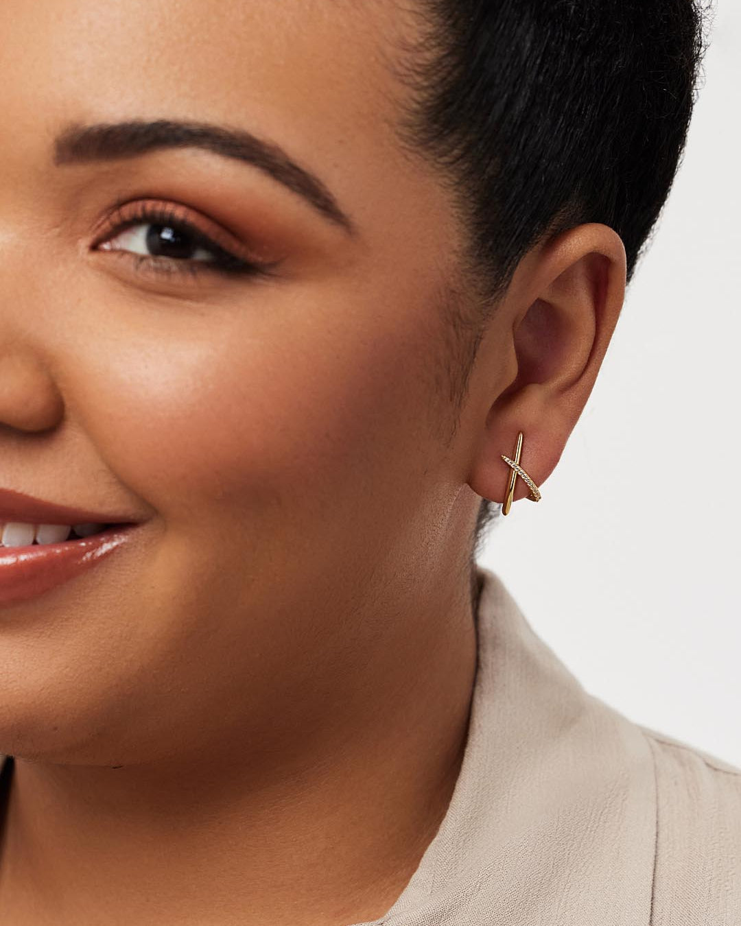 Gold Stud Earrings - Sloane Pave