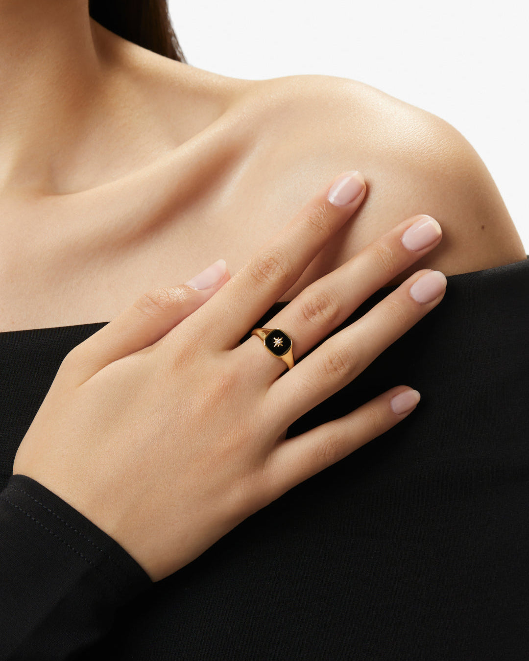 Gold Signet Ring - Amara Black