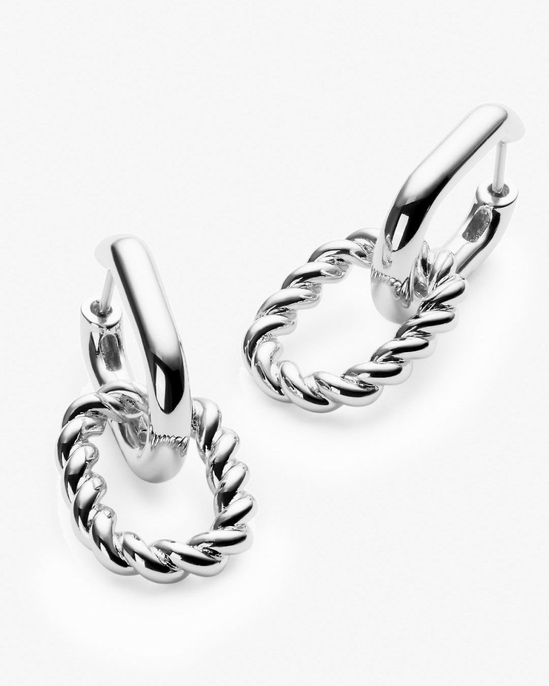 Double Hoop Earrings - Ash Double Silver