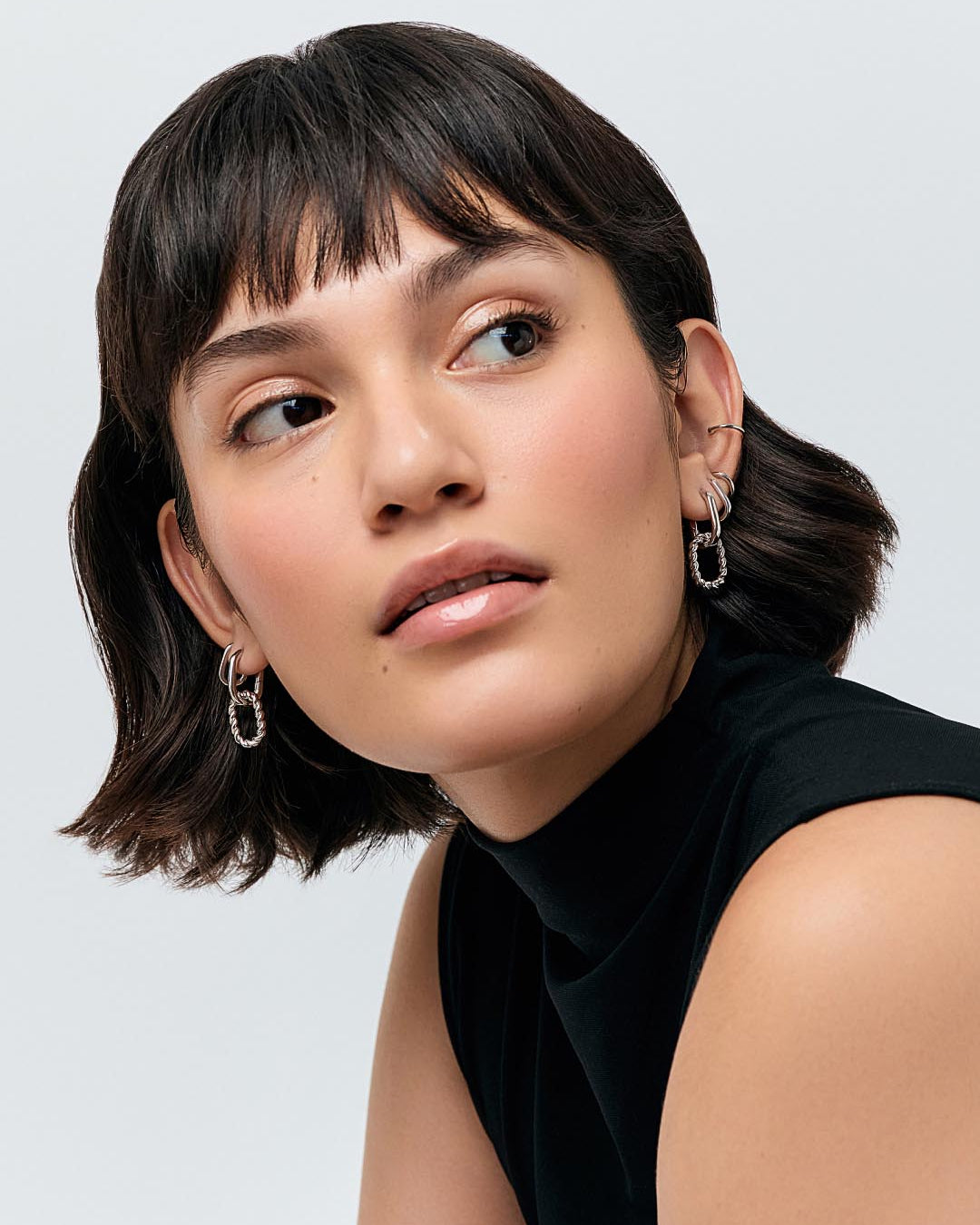 Double Hoop Earrings - Ash Double Silver