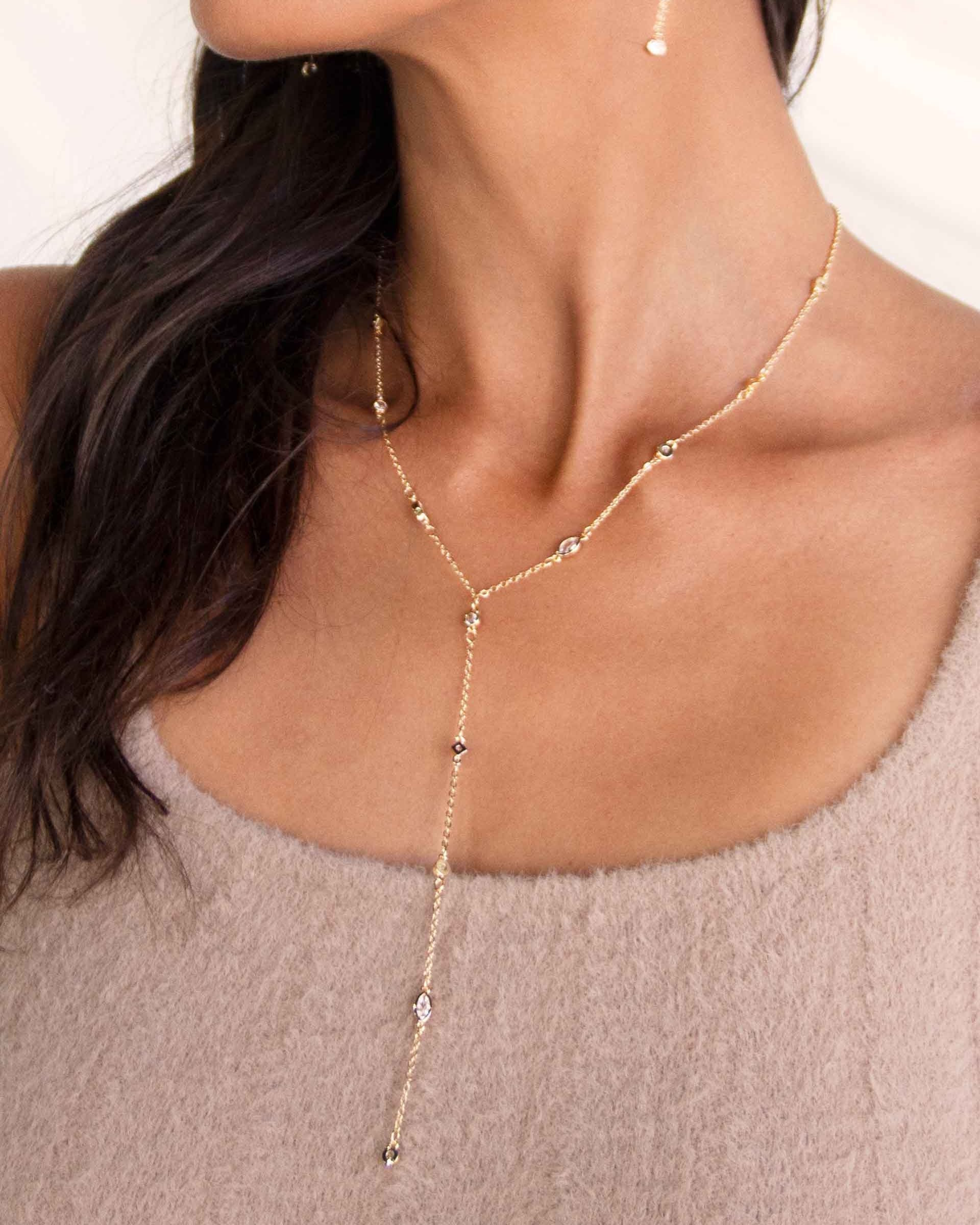 Simple Statement Crystal Dotted Lariat