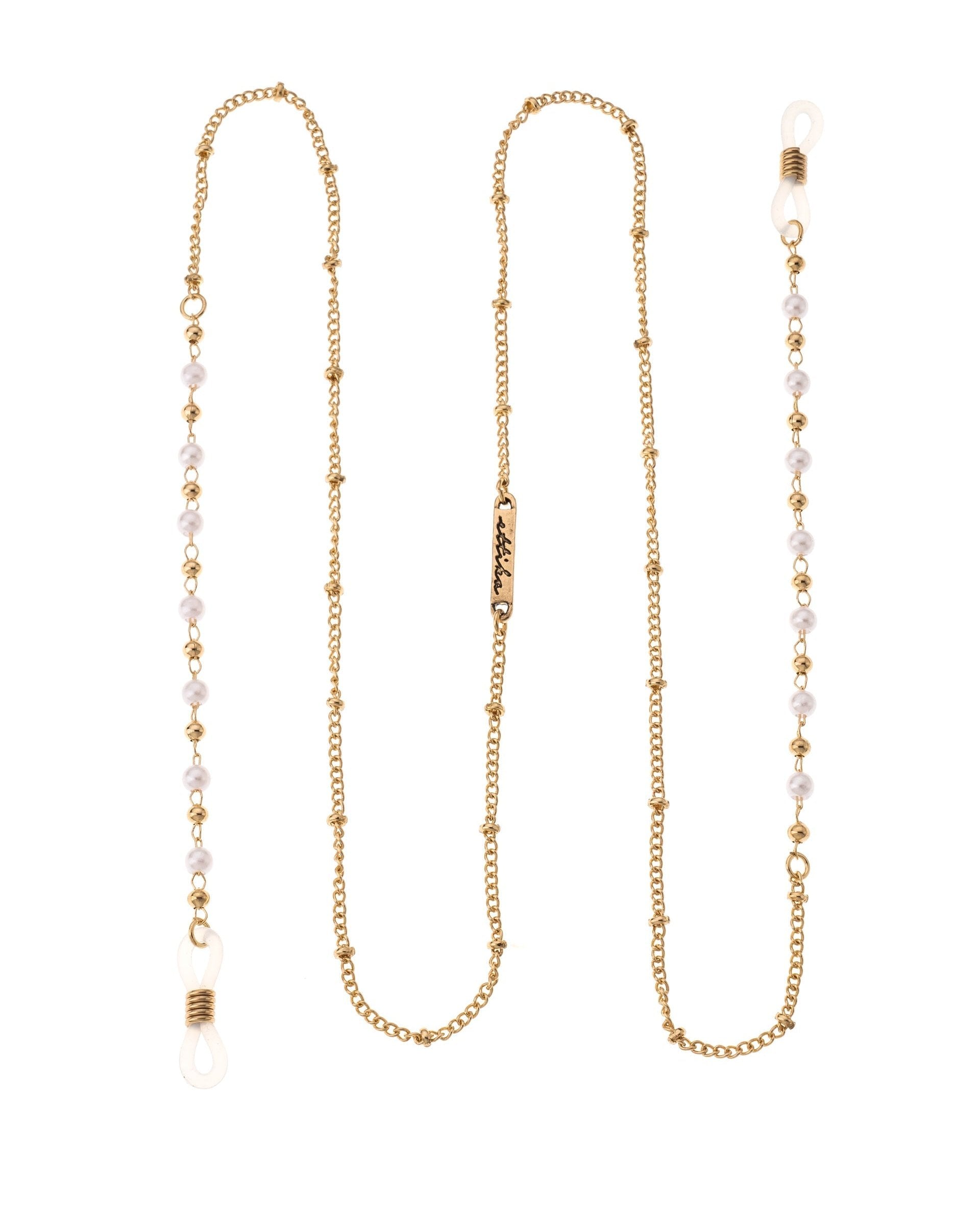 Dainty Pearl and Gold Eyeglass Chain