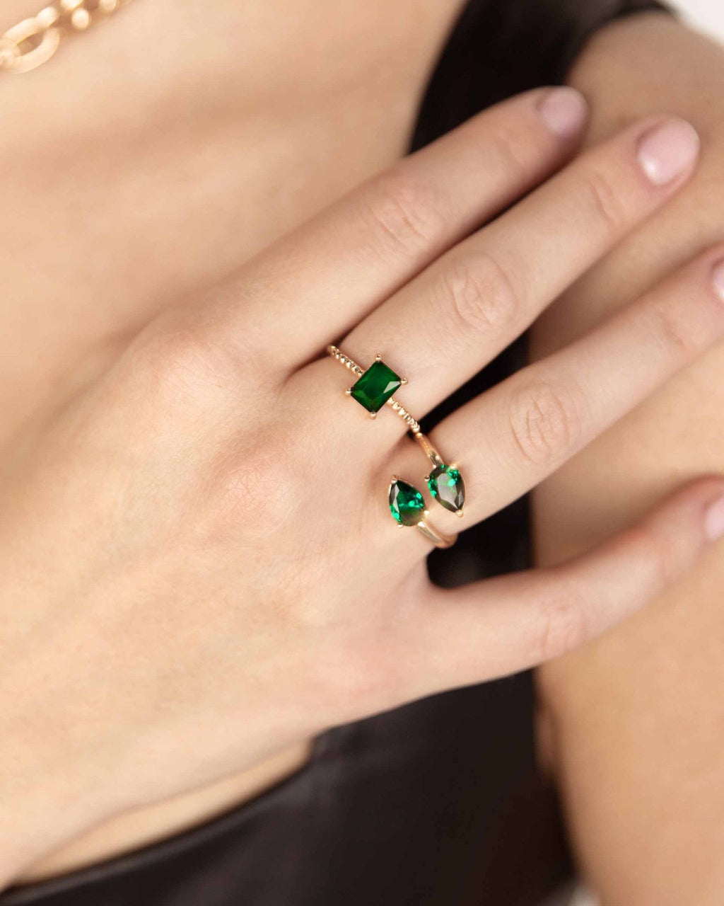 Crystal Teardrop Wrap Ring