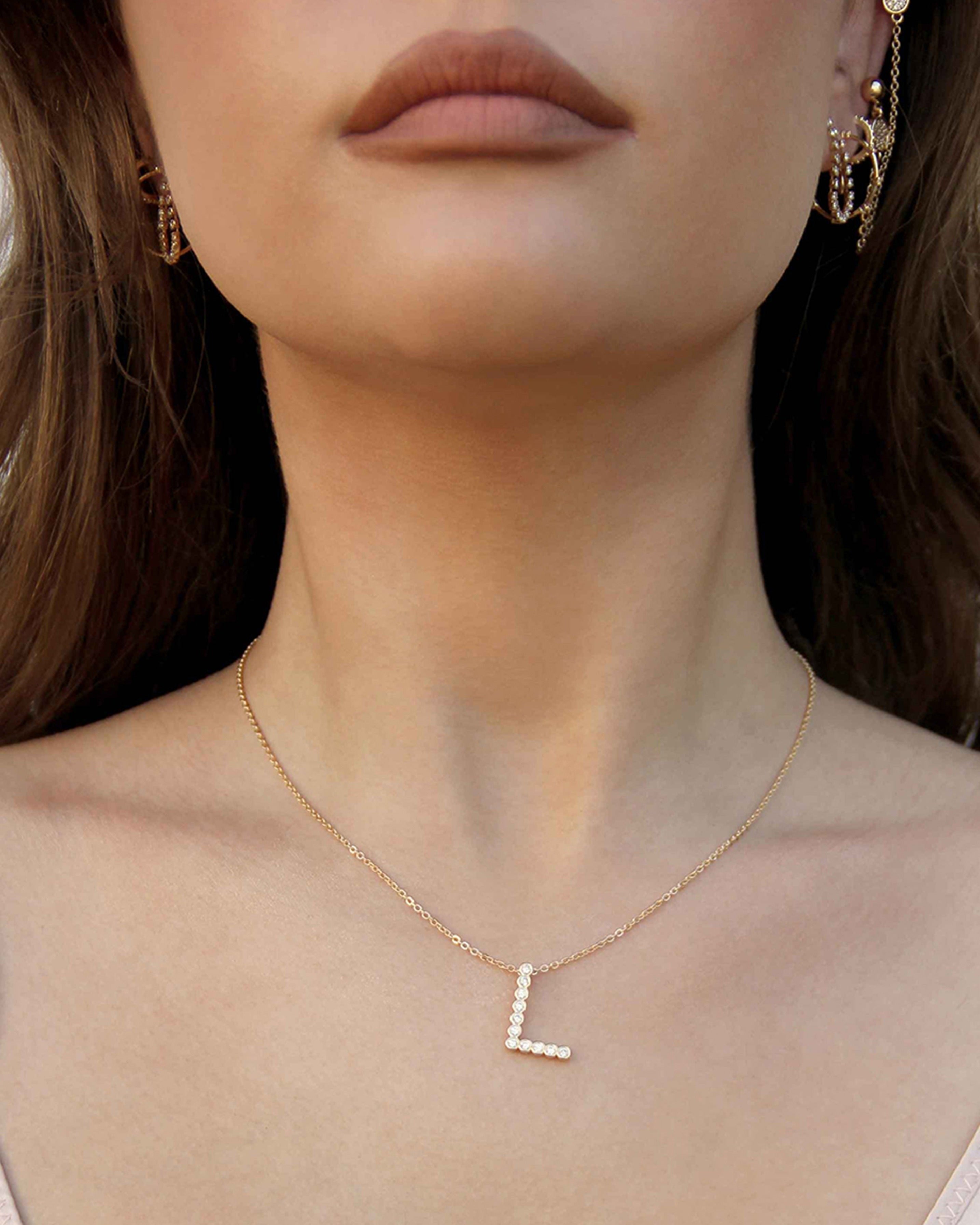 Simple Crystal Initial Necklace