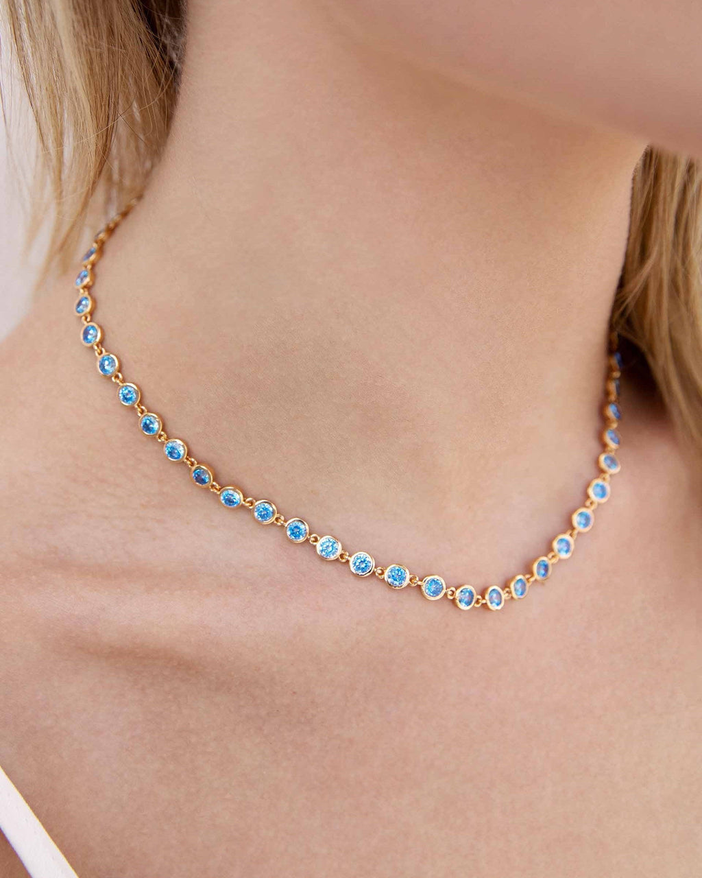 Crystal Disc and Link Necklace