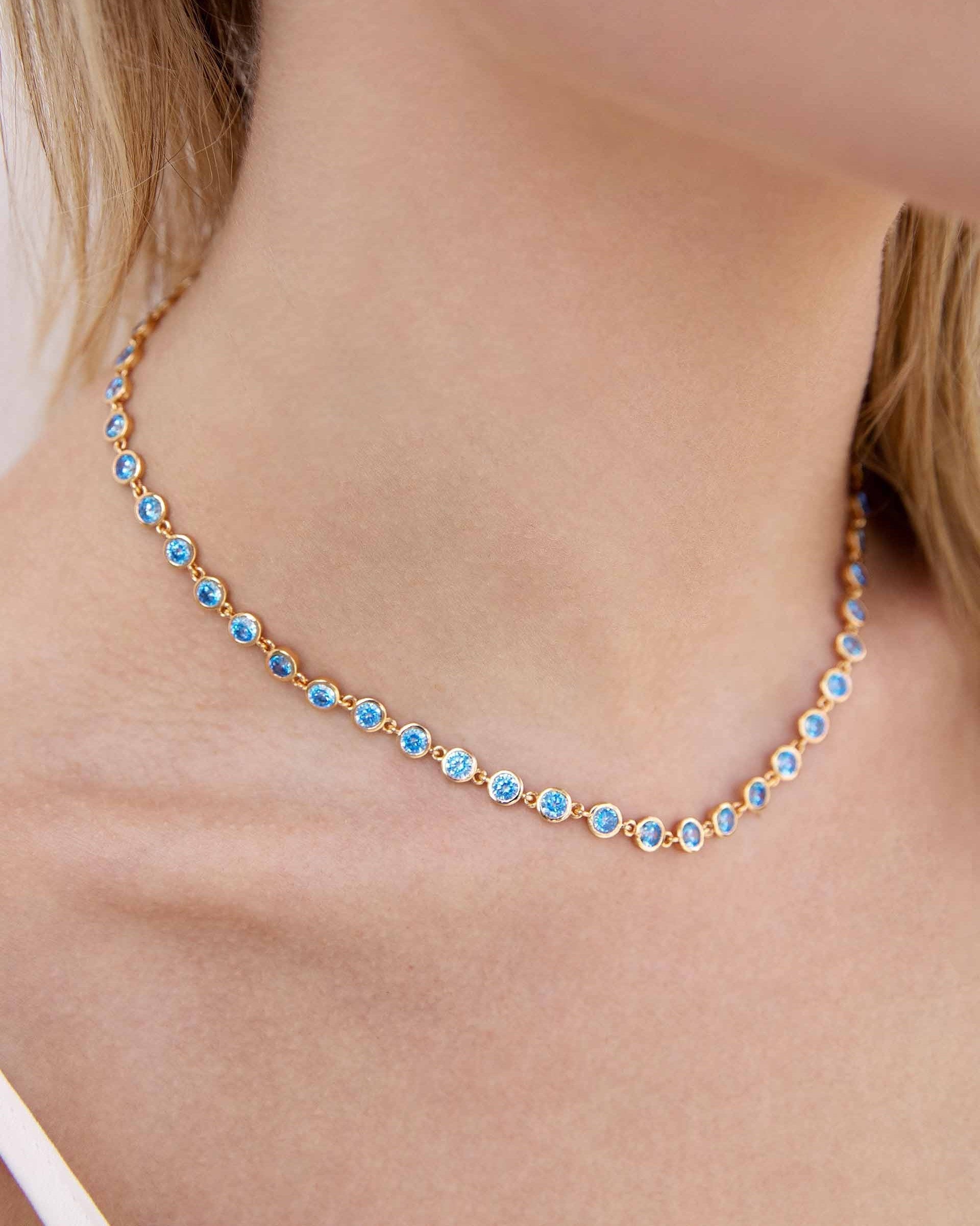 Crystal Disc and Link Necklace