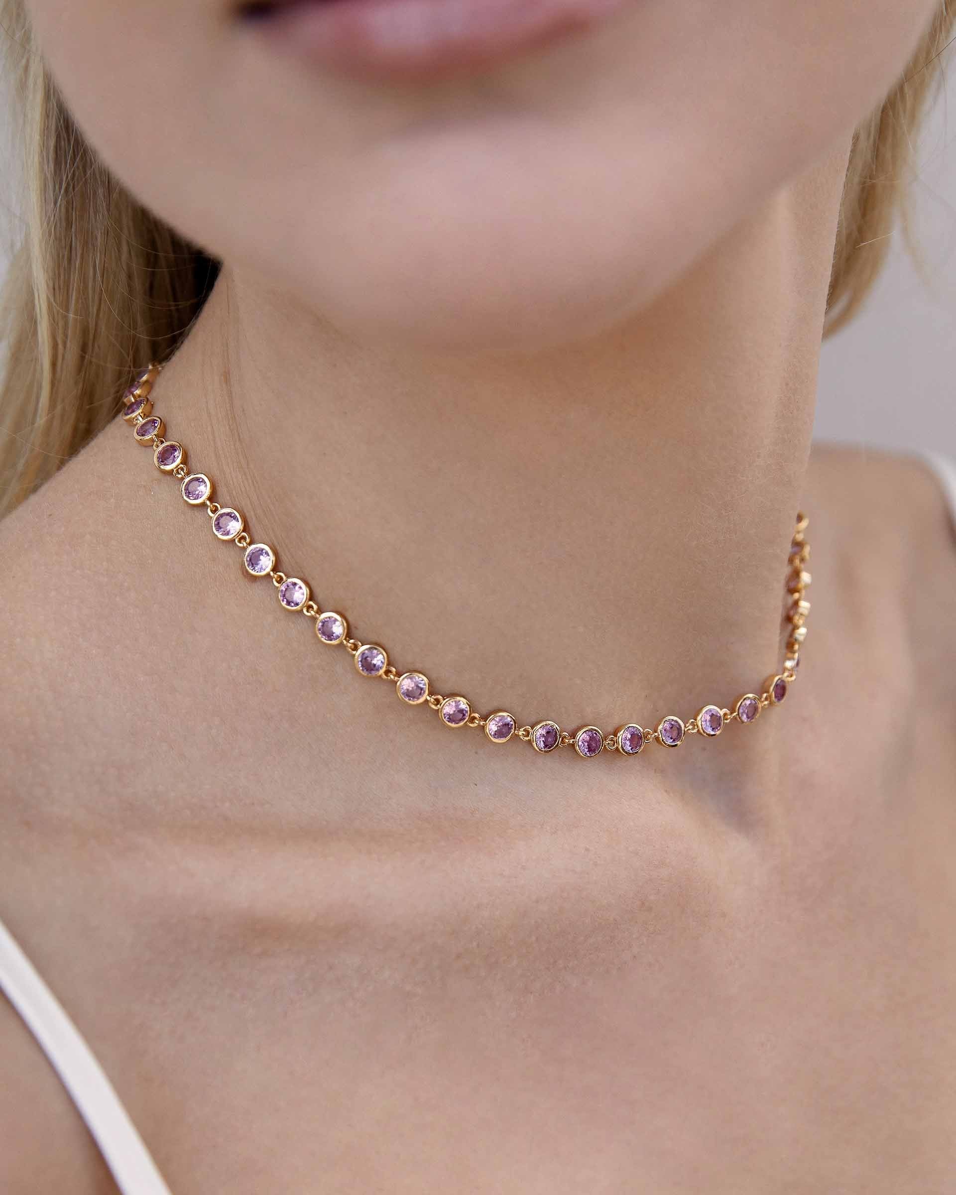 Crystal Disc and Link Necklace