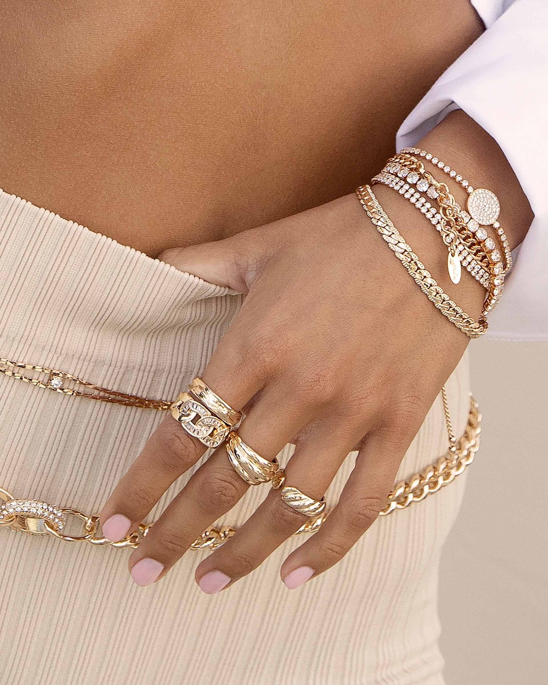 Adjustable Crystal Link Ring