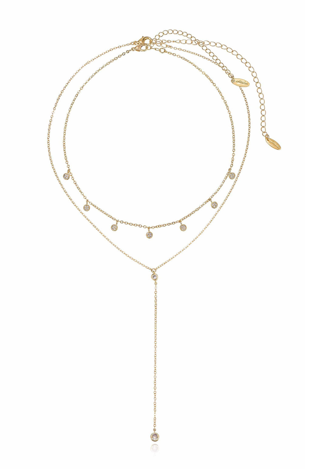 Simplistic Crystal Lariat Necklace Set