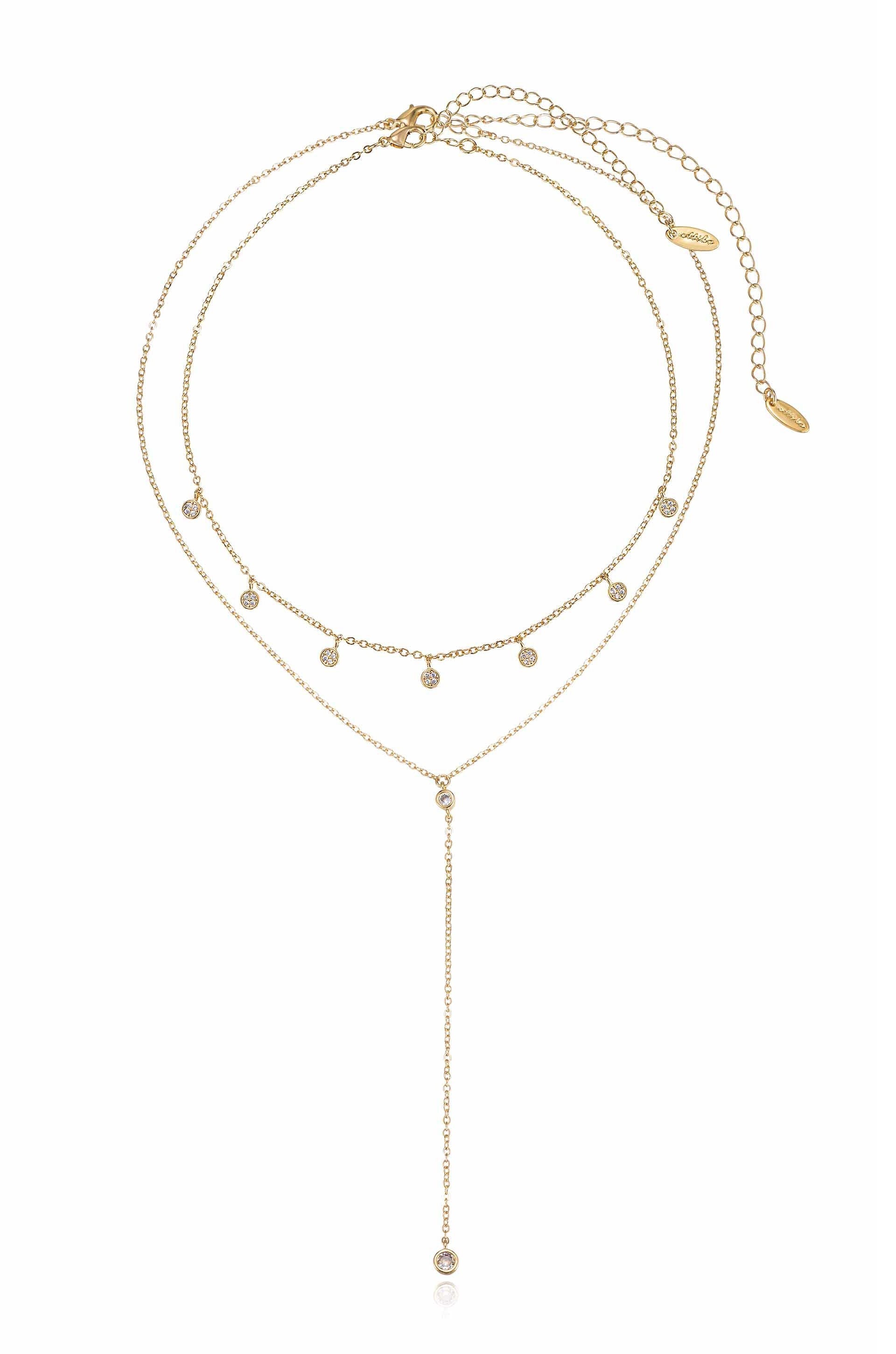 Simplistic Crystal Lariat Necklace Set