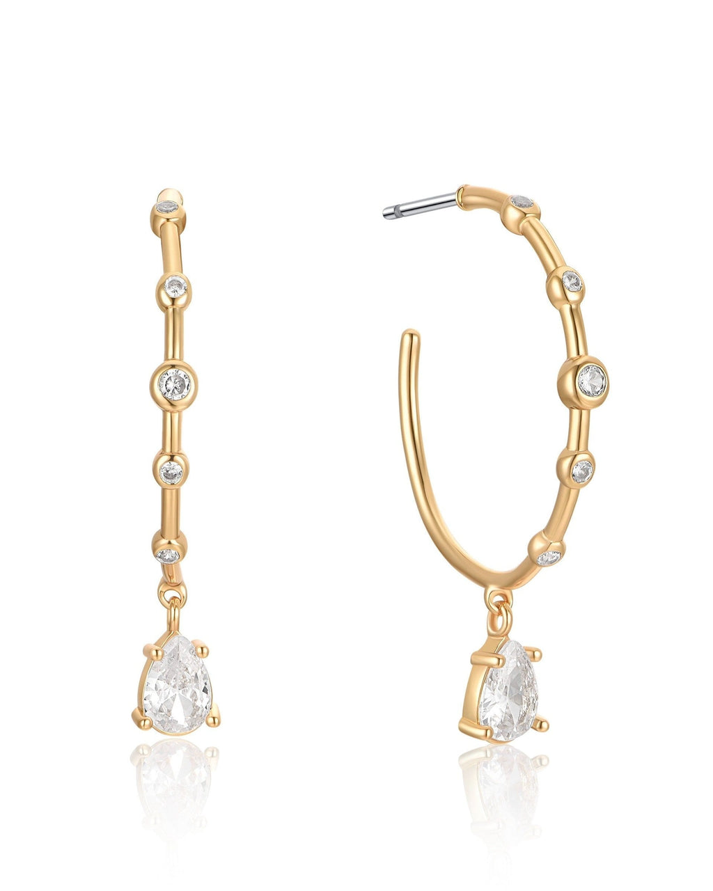 Delicate Crystal Charm Hoop Earrings