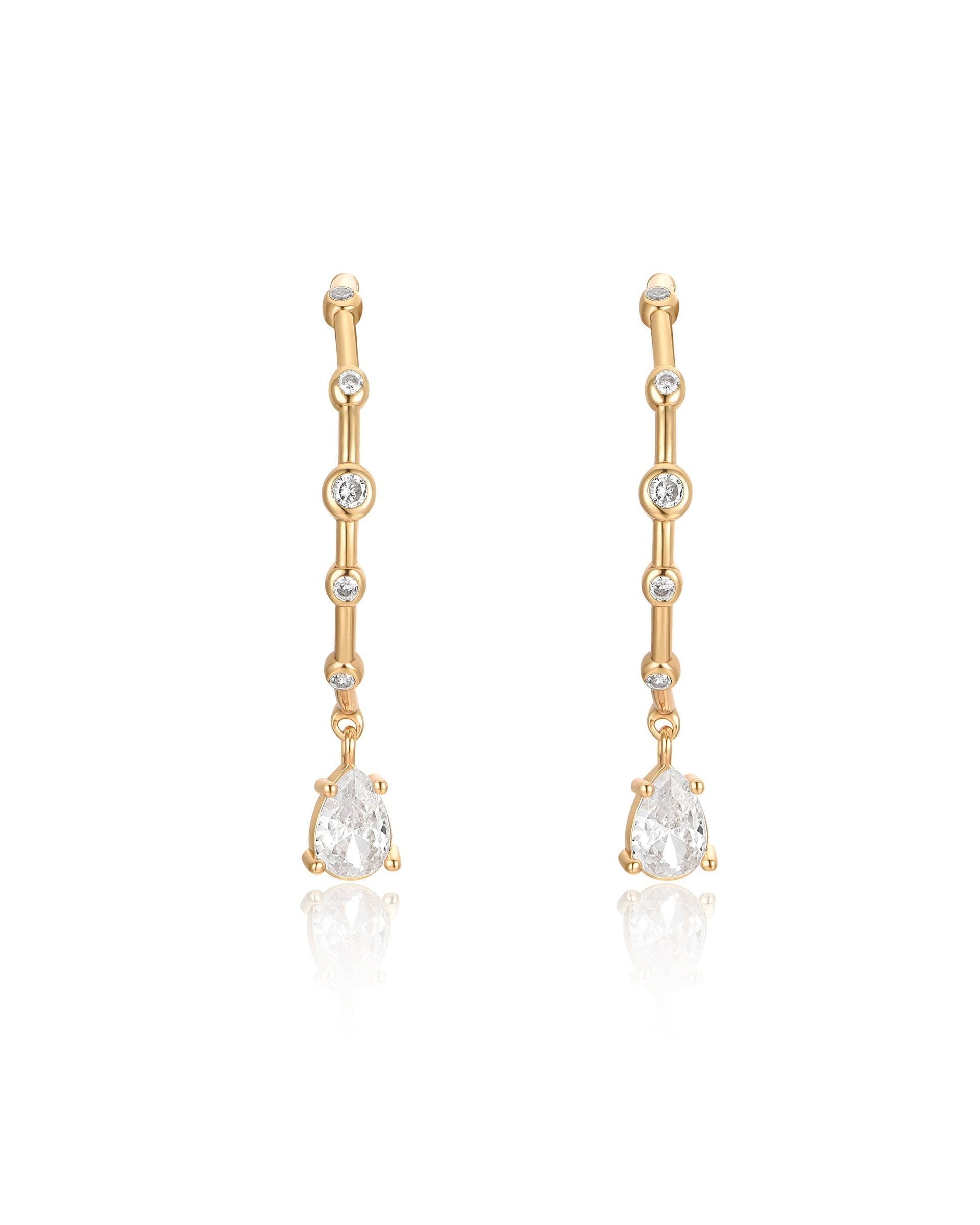 Delicate Crystal Charm Hoop Earrings