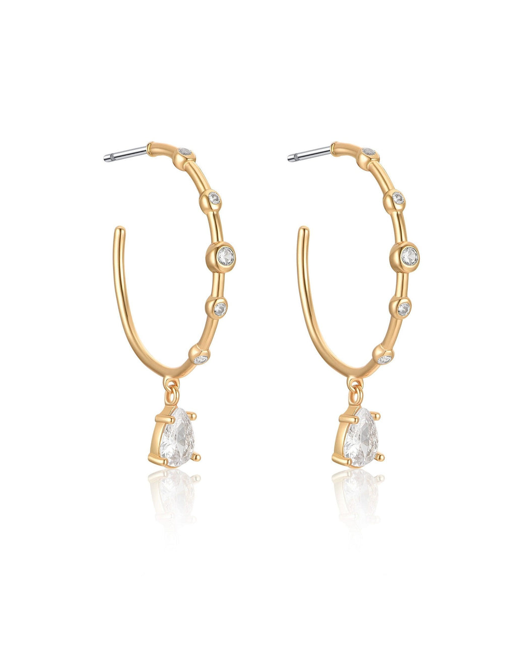 Delicate Crystal Charm Hoop Earrings