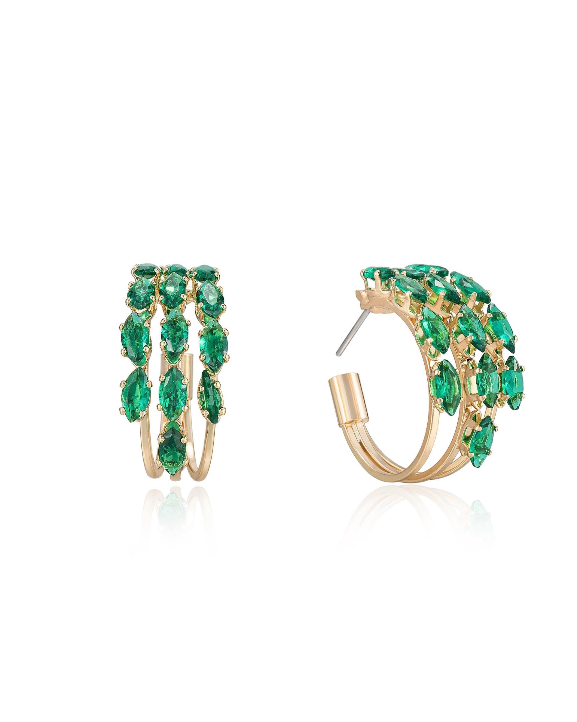 Multi-Crystal Huggie Hoop Earrings