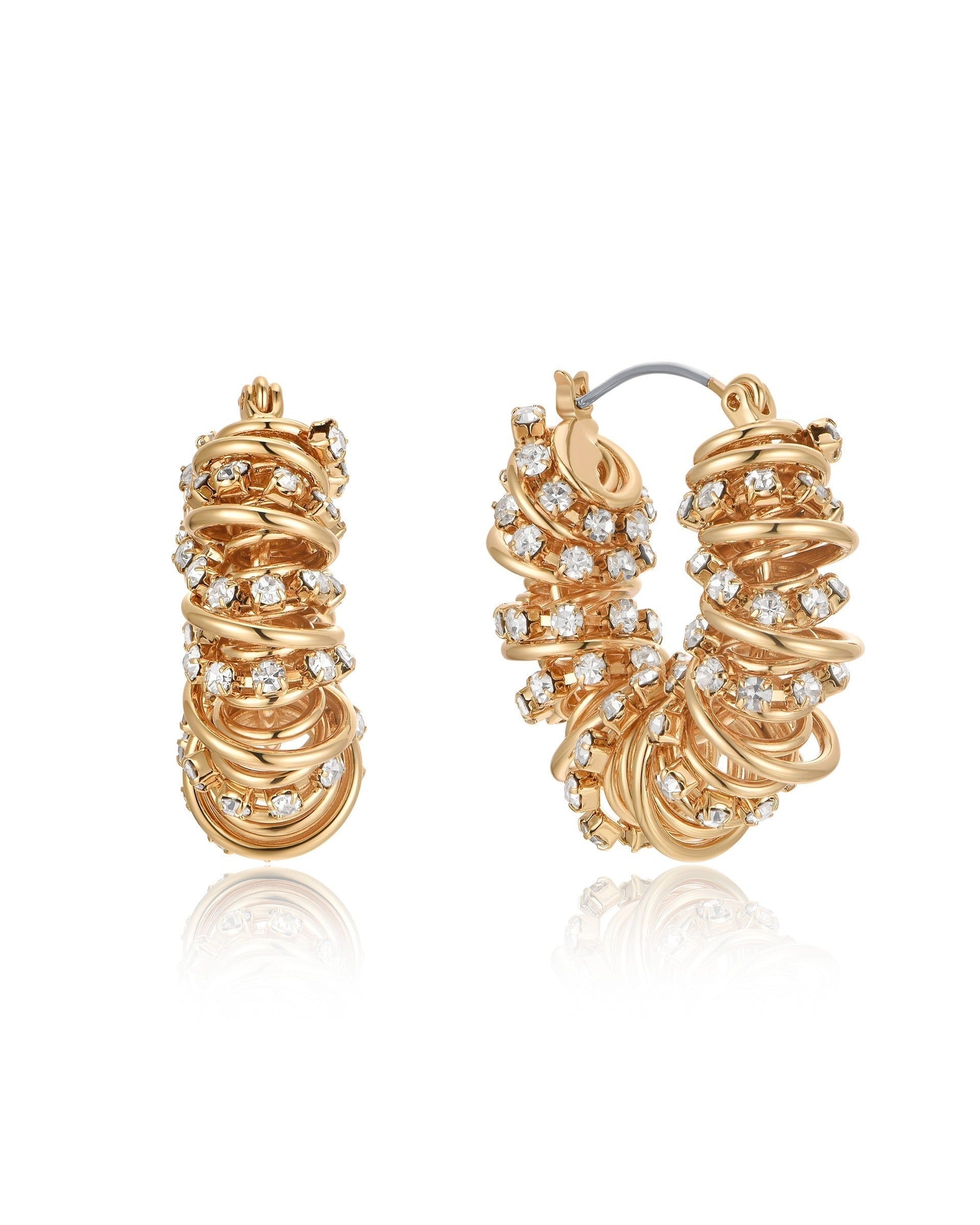 Swirling Crystal Cluster Hoop Earrings