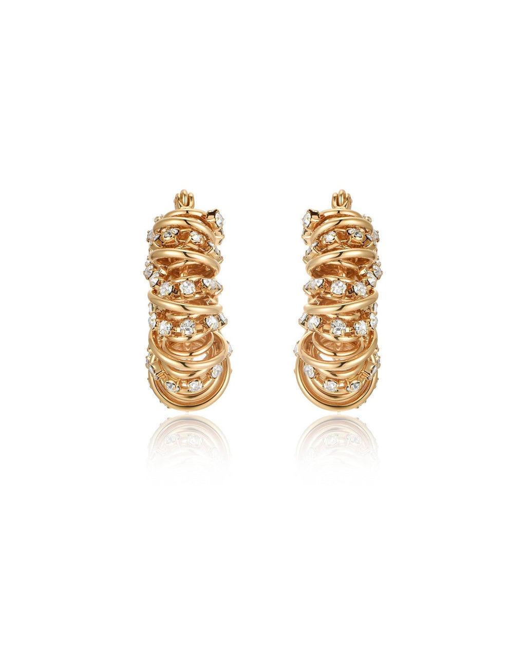 Swirling Crystal Cluster Hoop Earrings