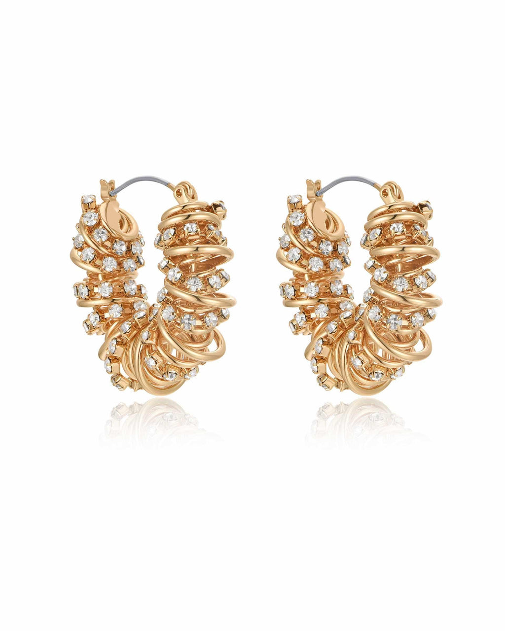 Swirling Crystal Cluster Hoop Earrings