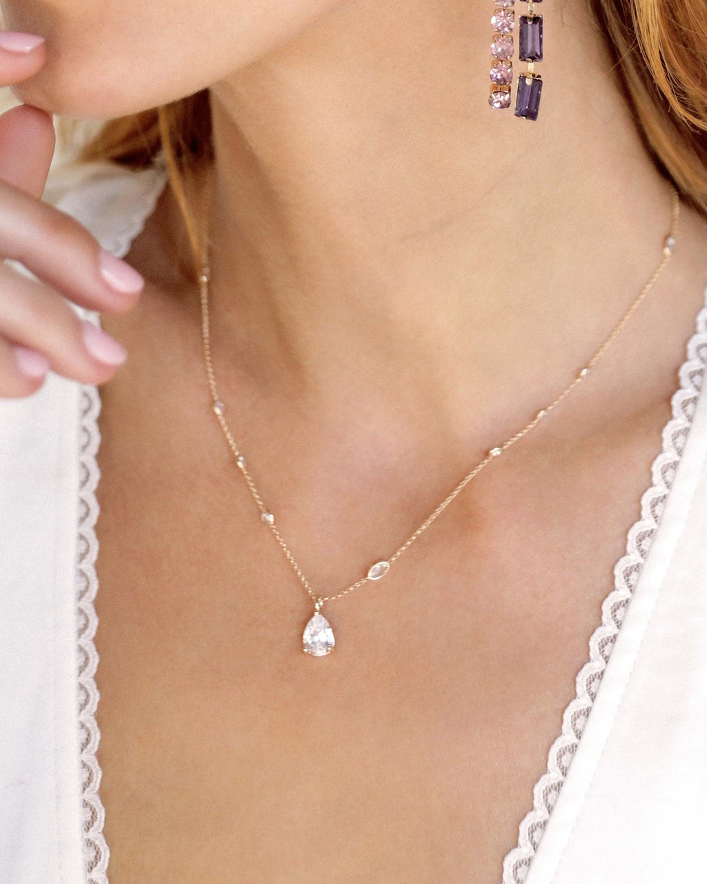 Delicate Crystal Pendant Necklace