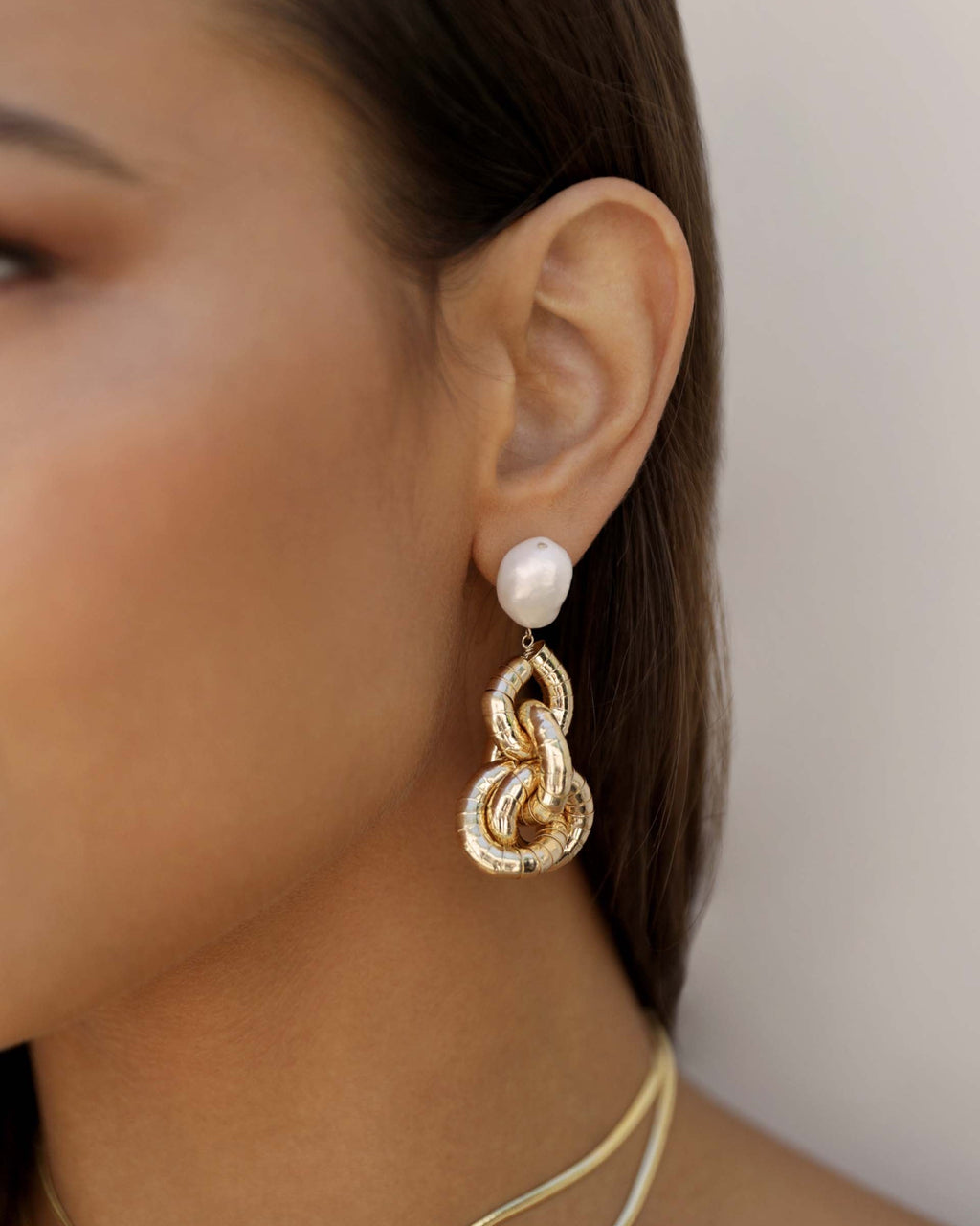 Liquid Gold Pearl Drop Earrings