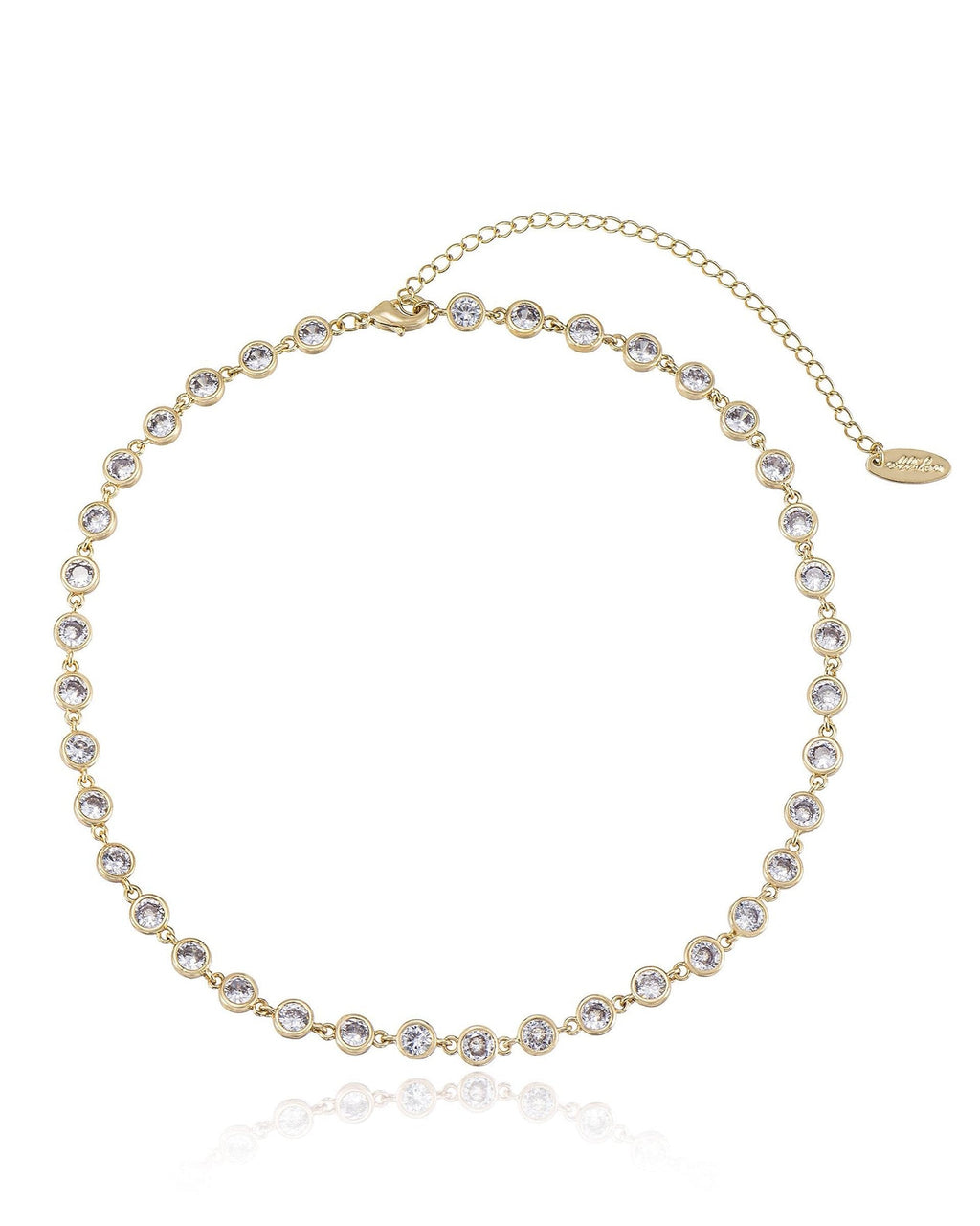 Crystal Disc and Link Necklace