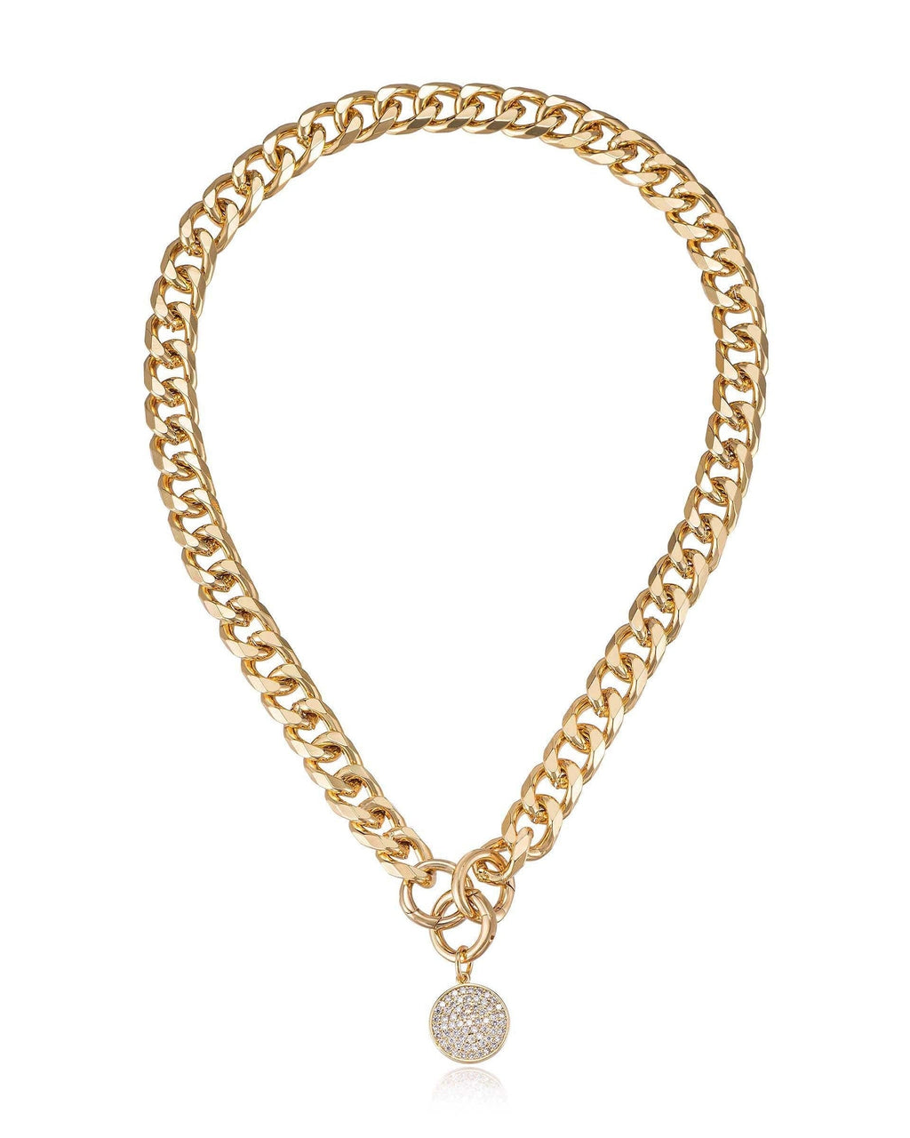 Crystal Disc Charm and Chain Necklace