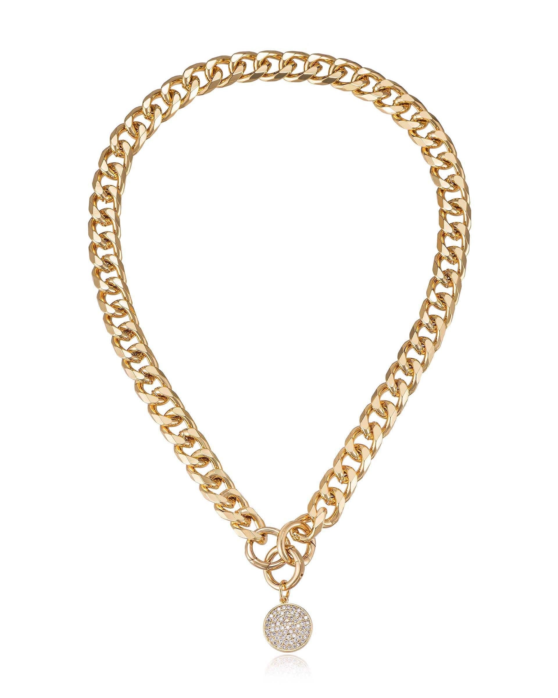 Crystal Disc Charm and Chain Necklace