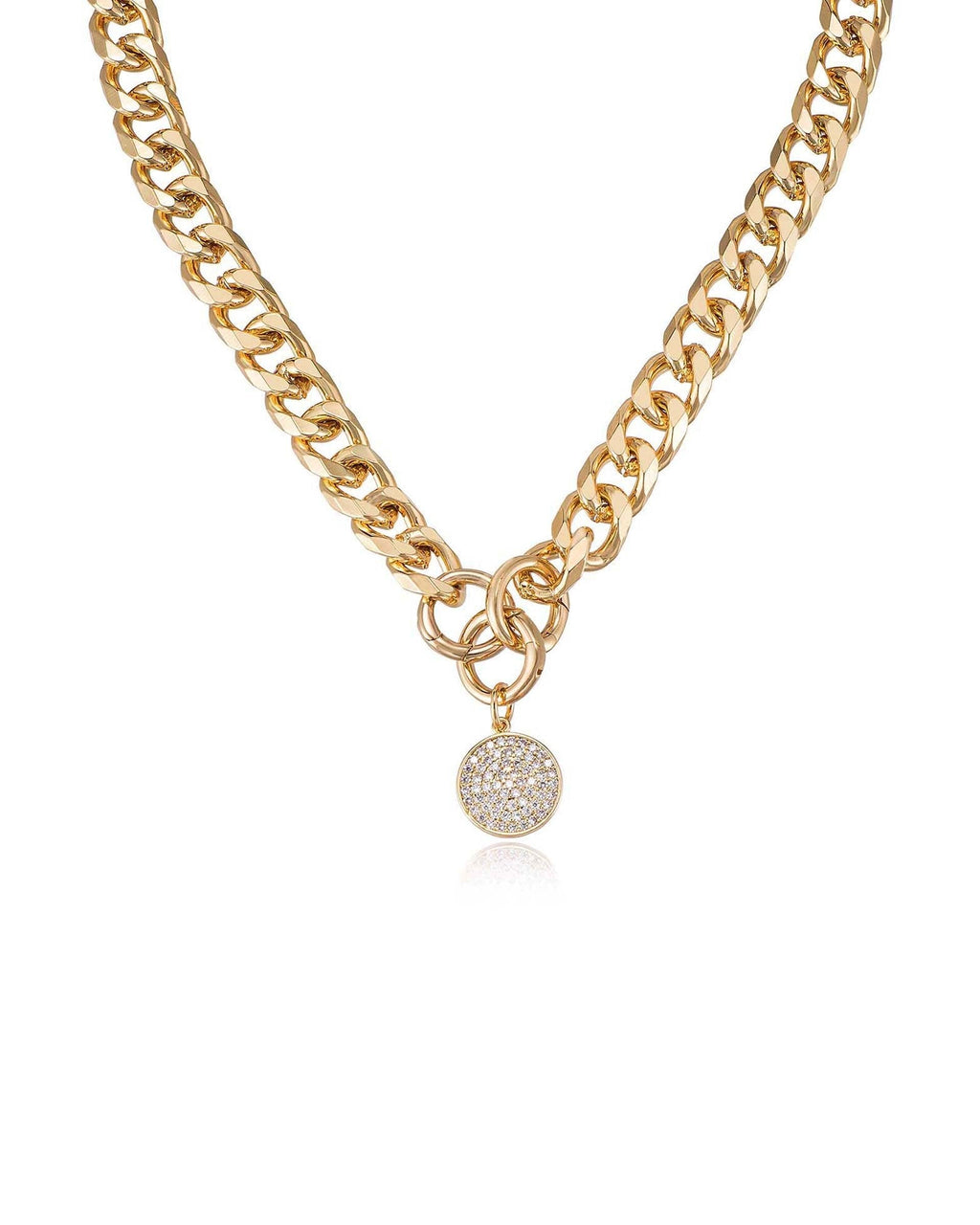 Crystal Disc Charm and Chain Necklace