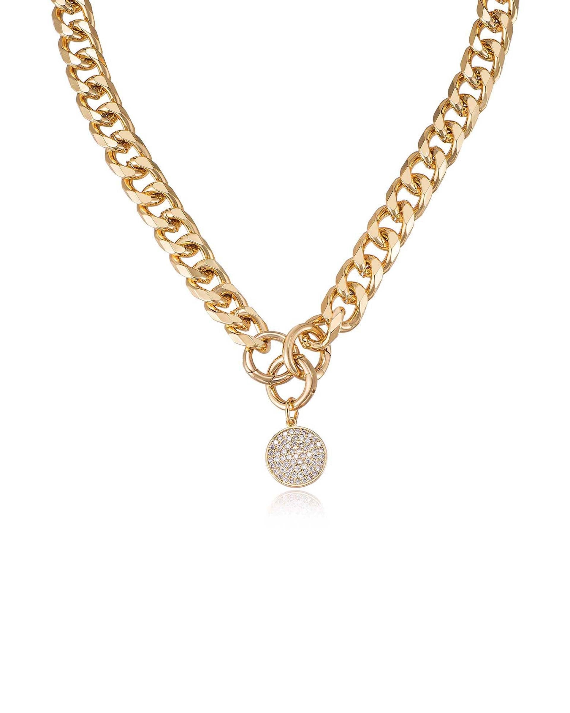 Crystal Disc Charm and Chain Necklace