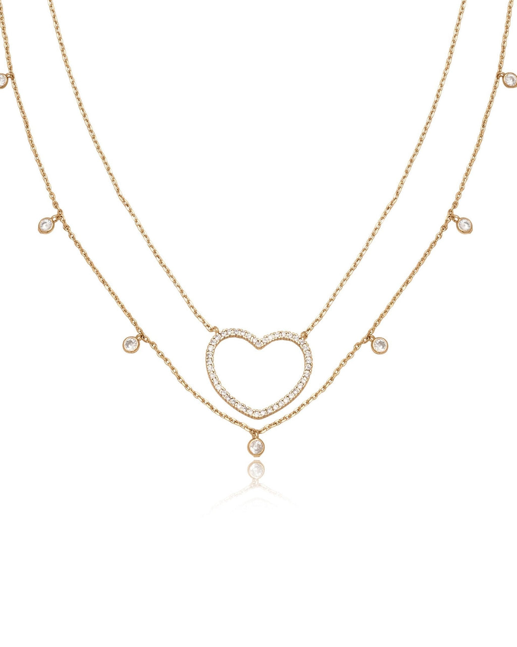 Crystal Heart Drop Necklace Set