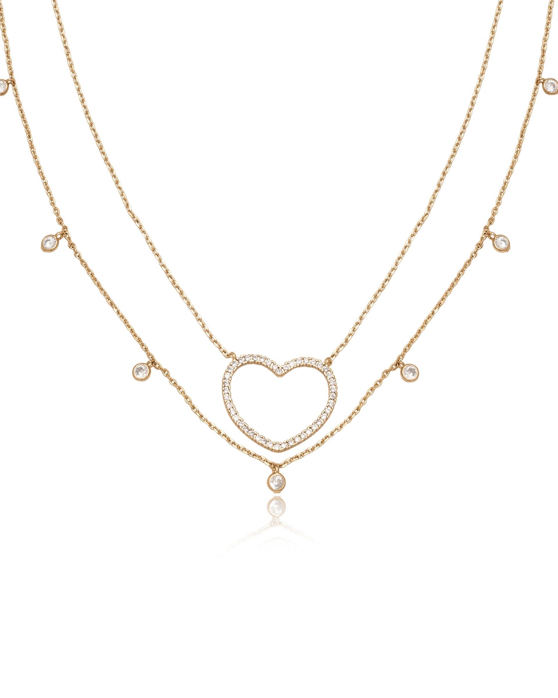 Crystal Heart Drop Necklace Set