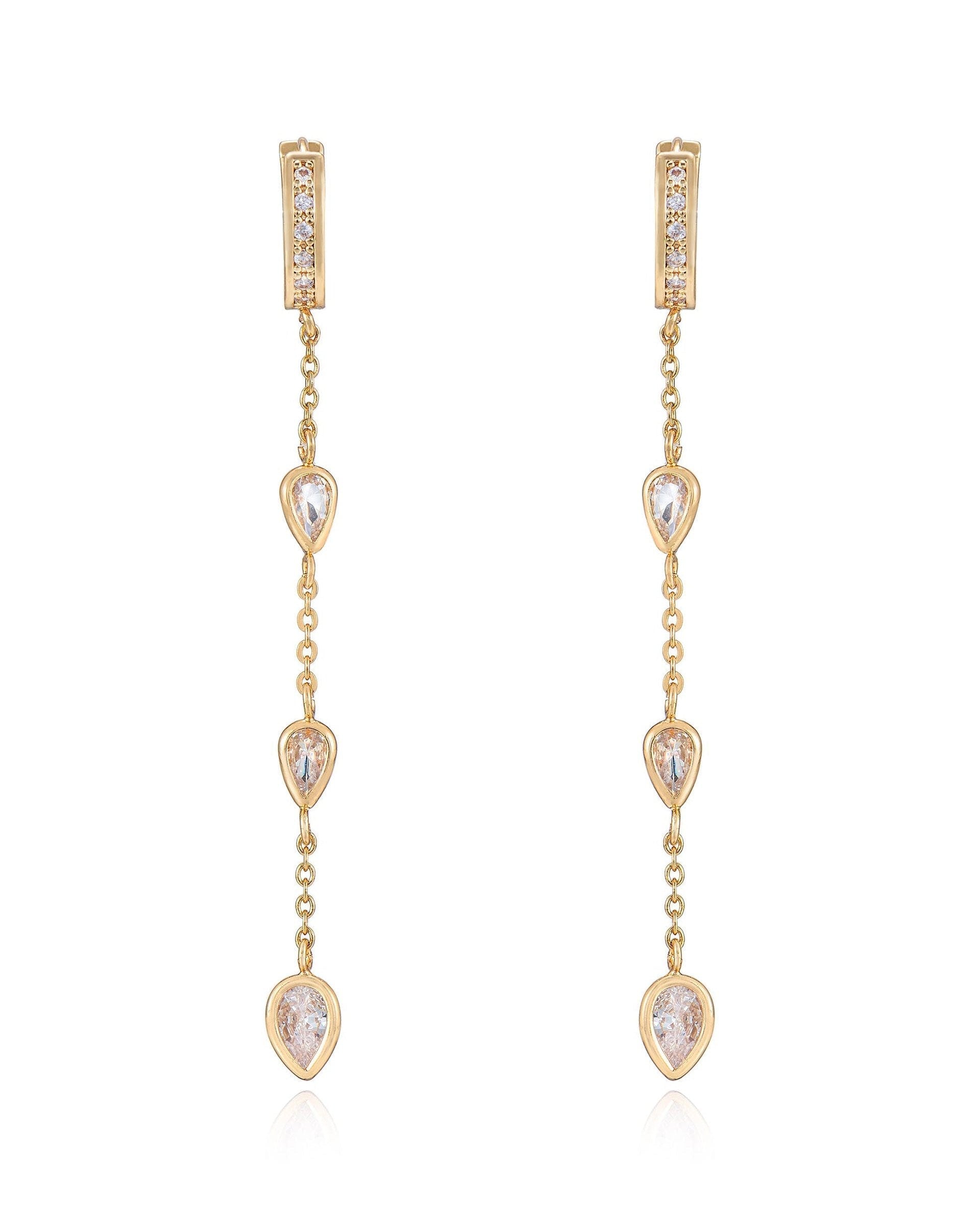 Bezel Crystal Huggie Dangle Earrings