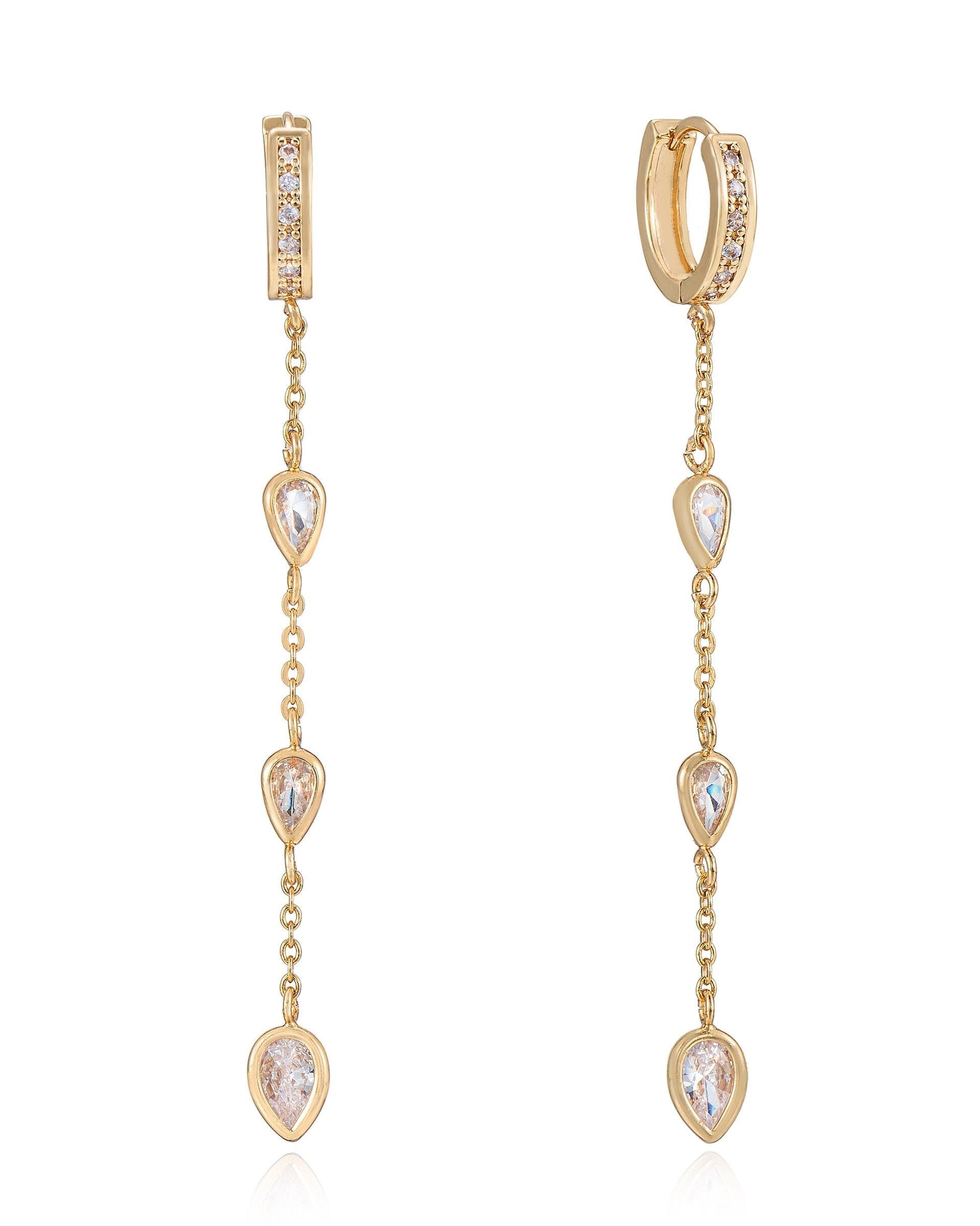 Bezel Crystal Huggie Dangle Earrings