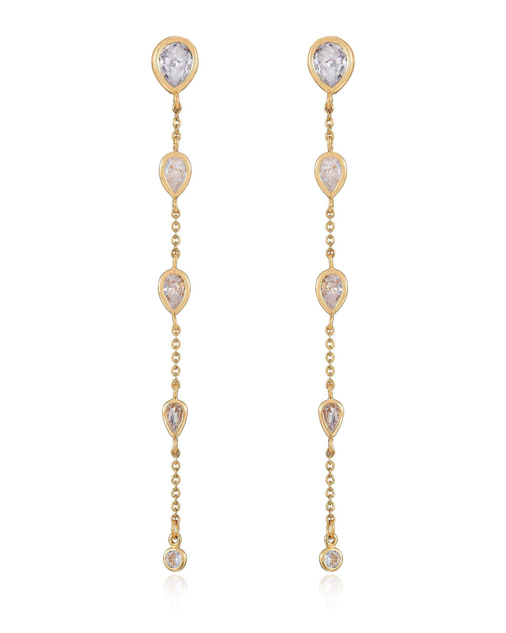 Dainty Bezel Crystal Dangle Earrings