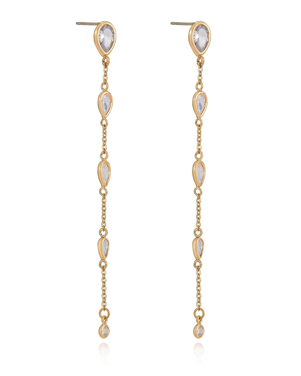 Dainty Bezel Crystal Dangle Earrings