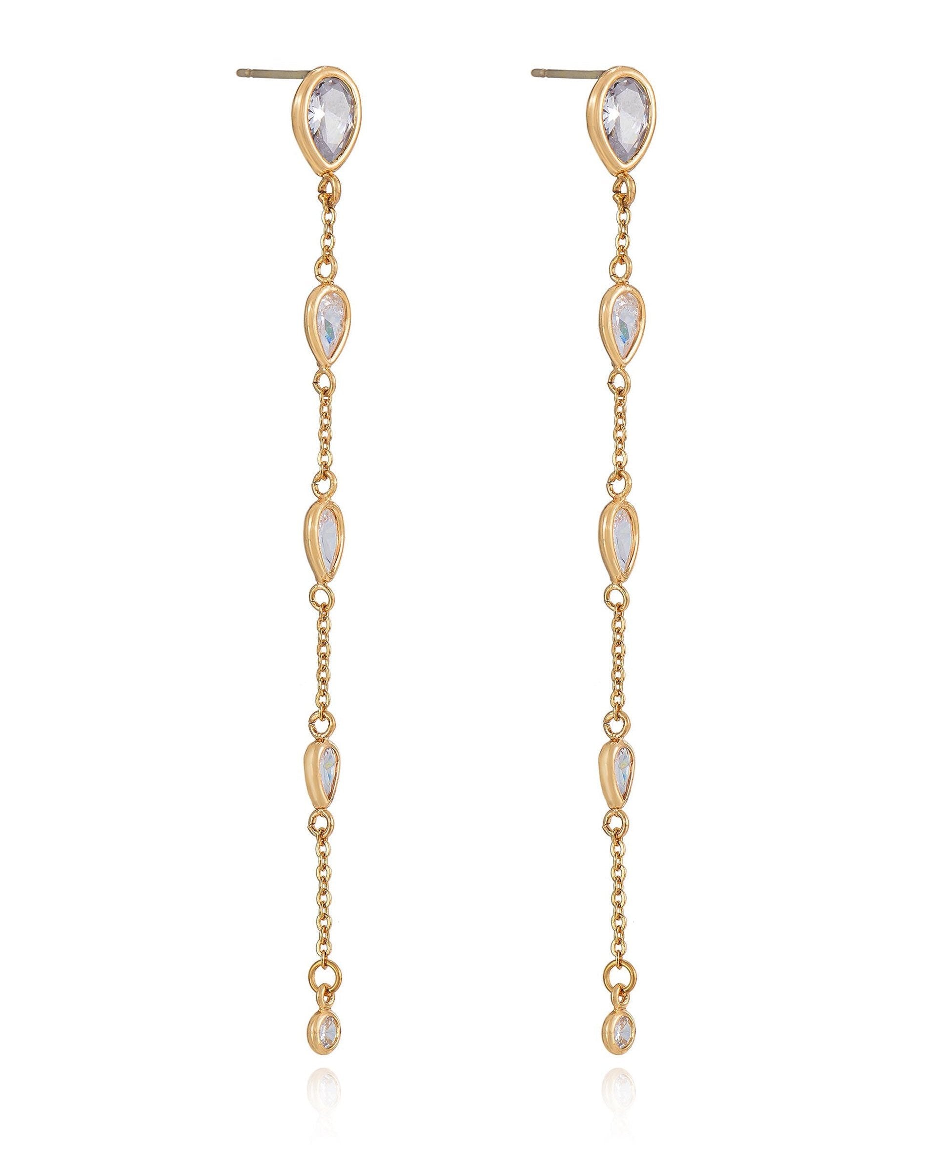 Dainty Bezel Crystal Dangle Earrings