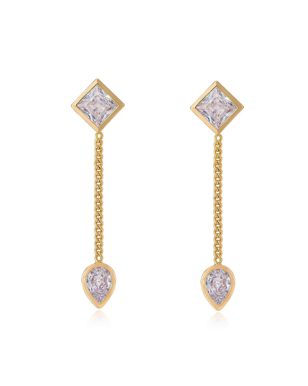 Bezel Crystal Shapes Drop Earrings