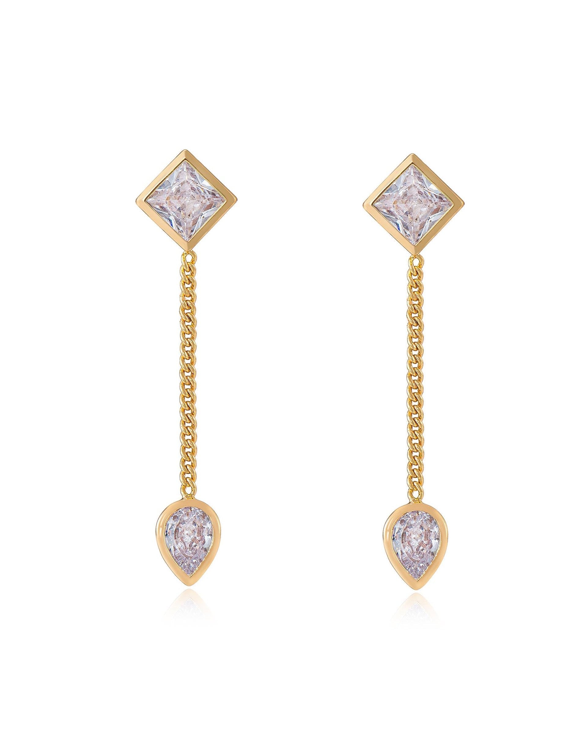 Bezel Crystal Shapes Drop Earrings