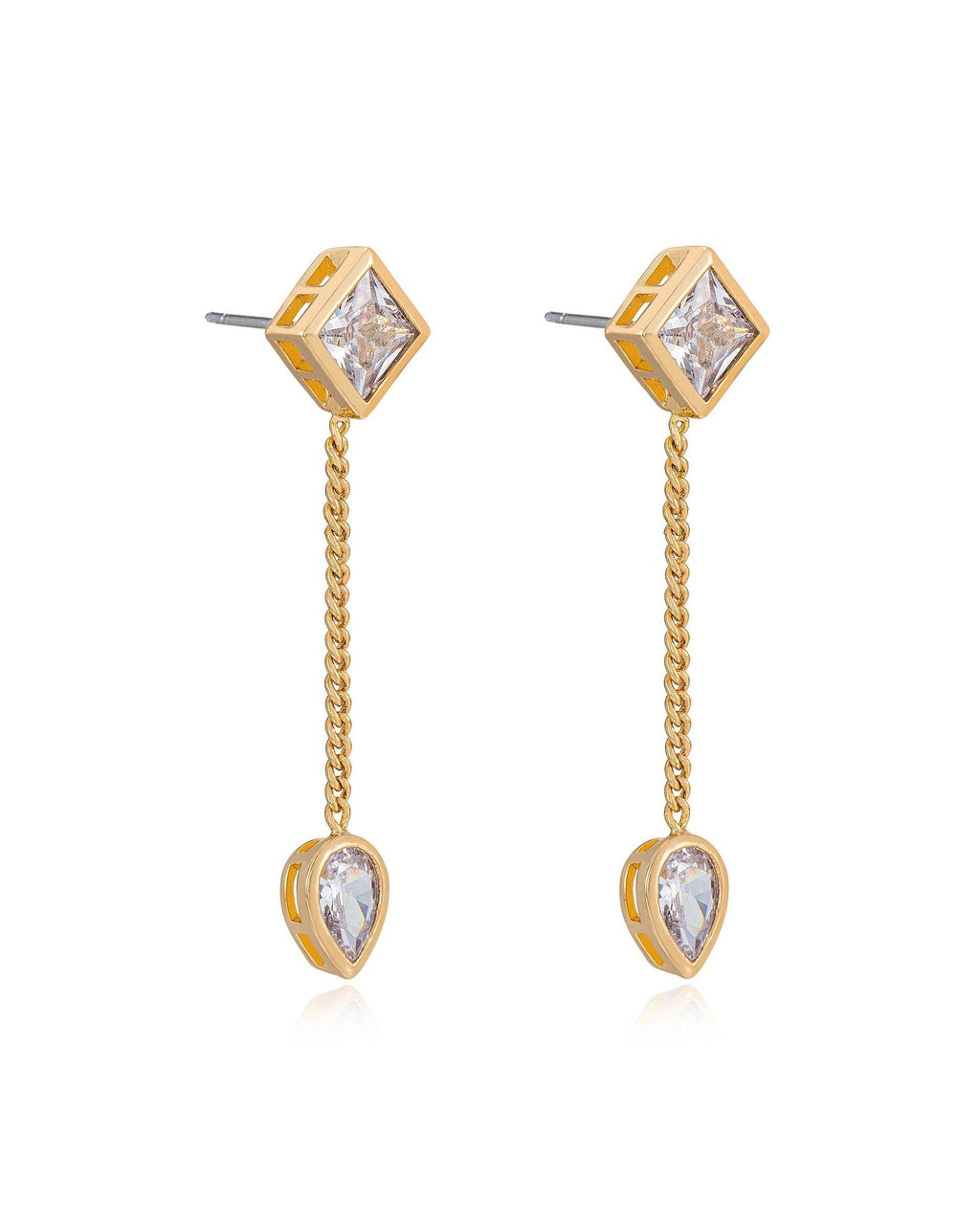Bezel Crystal Shapes Drop Earrings