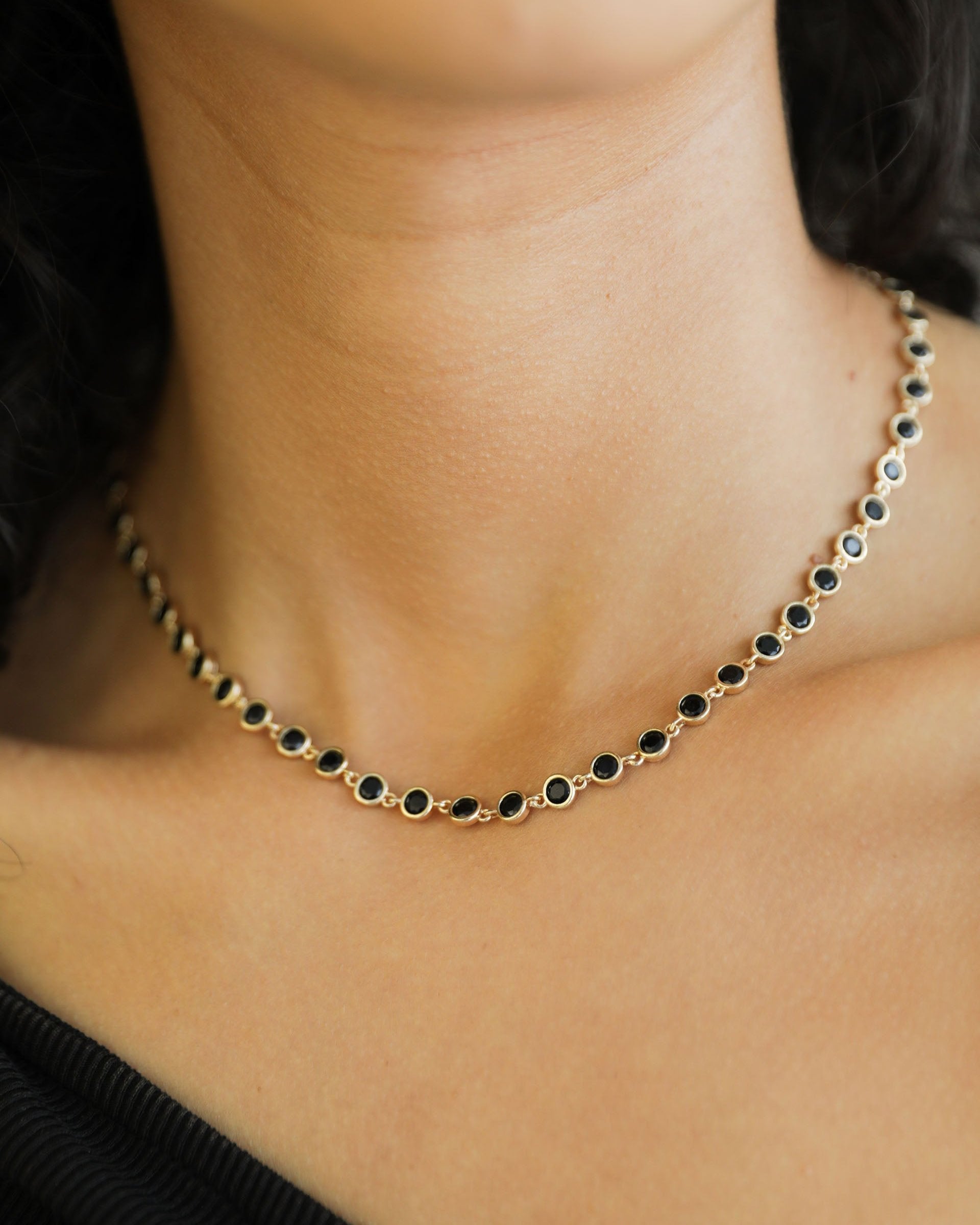 Crystal Disc and Link Necklace