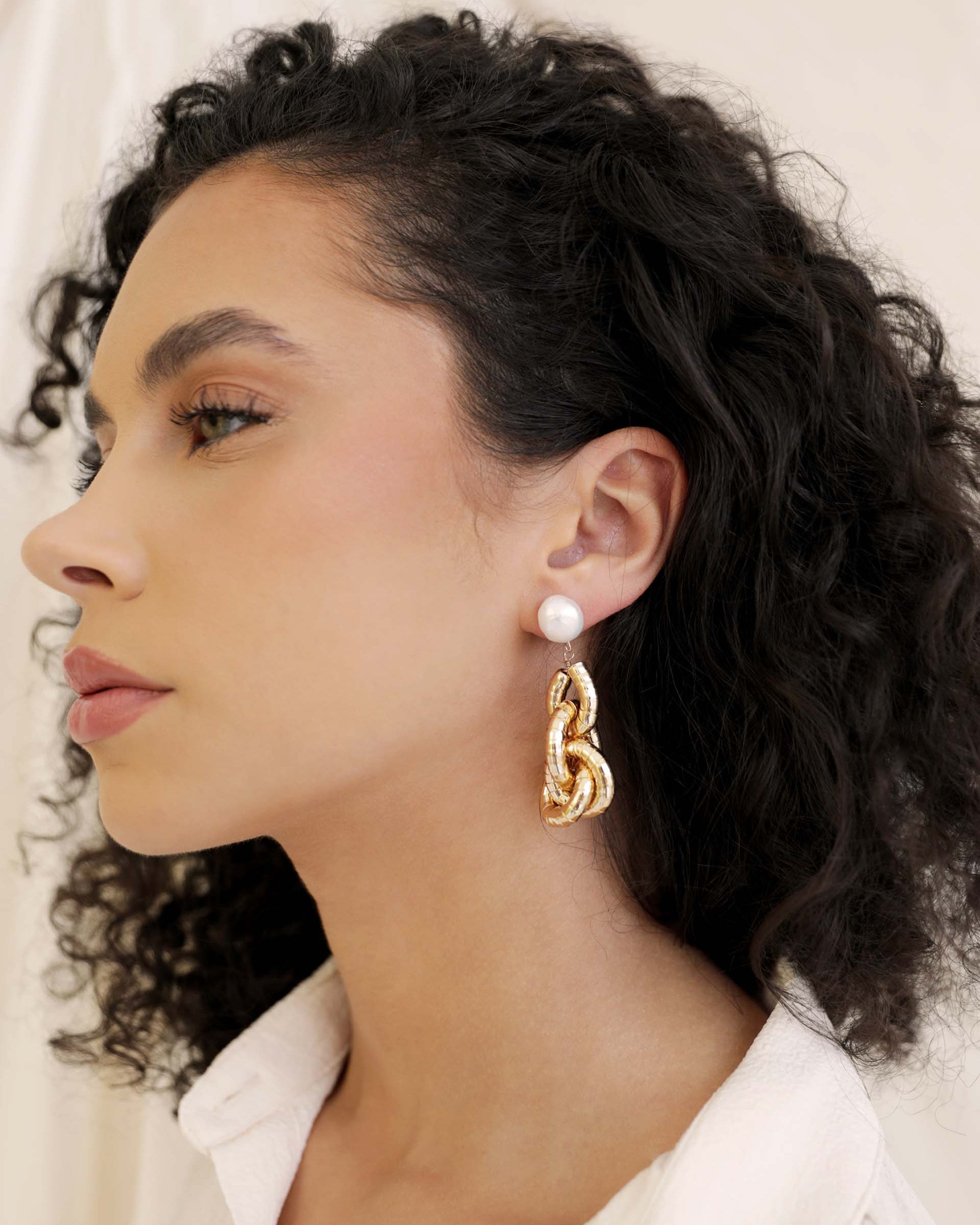 Liquid Gold Pearl Drop Earrings