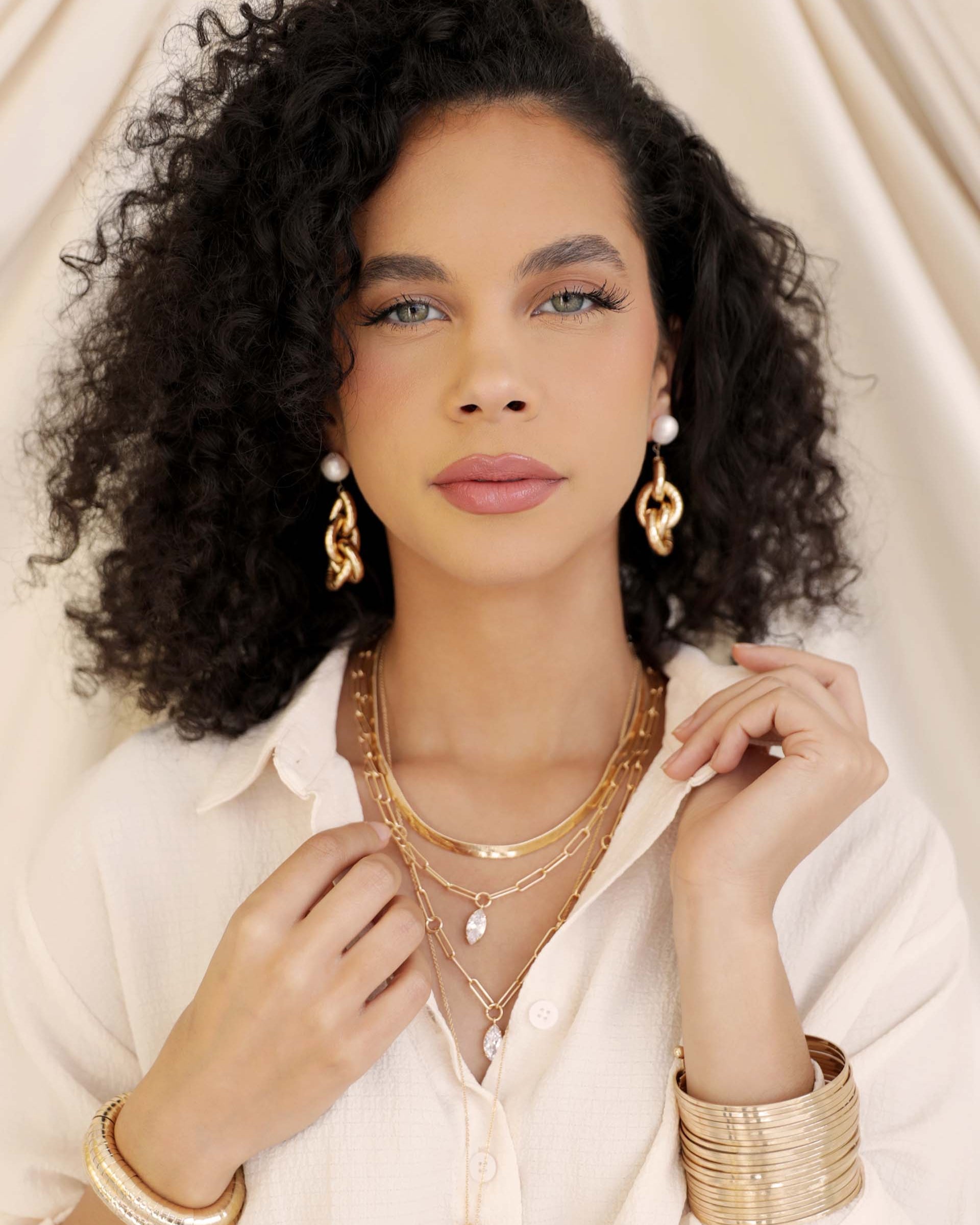 Liquid Gold Pearl Drop Earrings