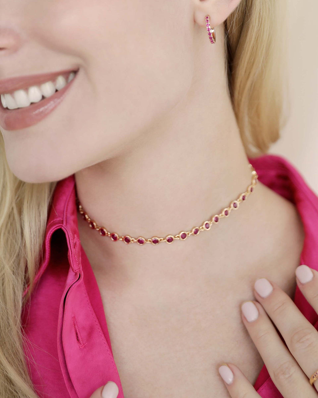 Crystal Disc and Link Necklace