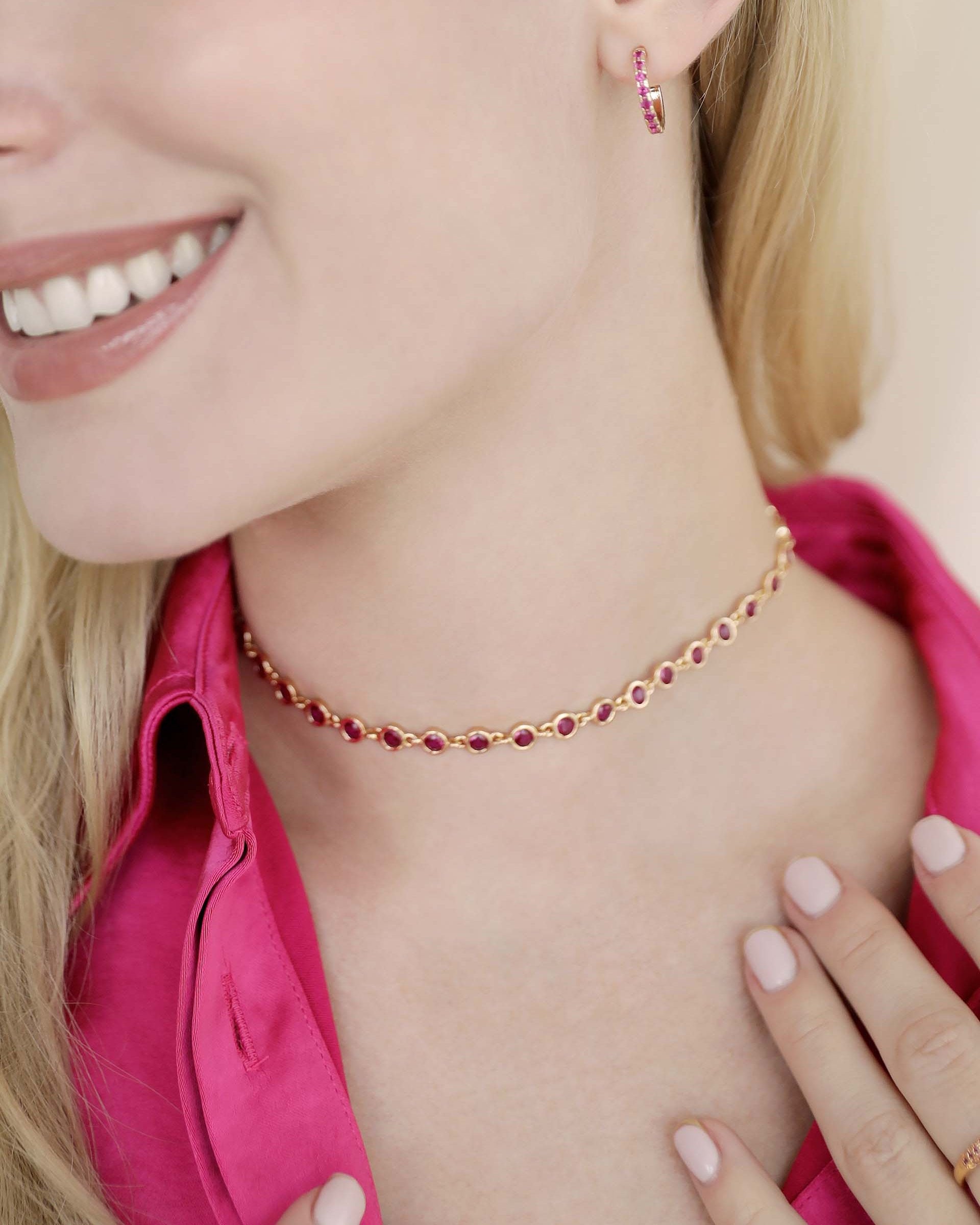 Crystal Disc and Link Necklace