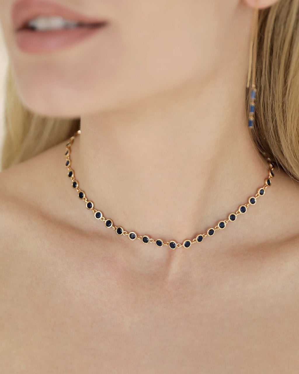 Crystal Disc and Link Necklace