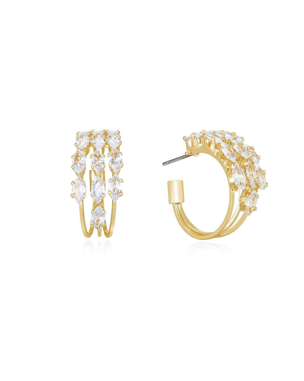 Multi-Crystal Huggie Hoop Earrings