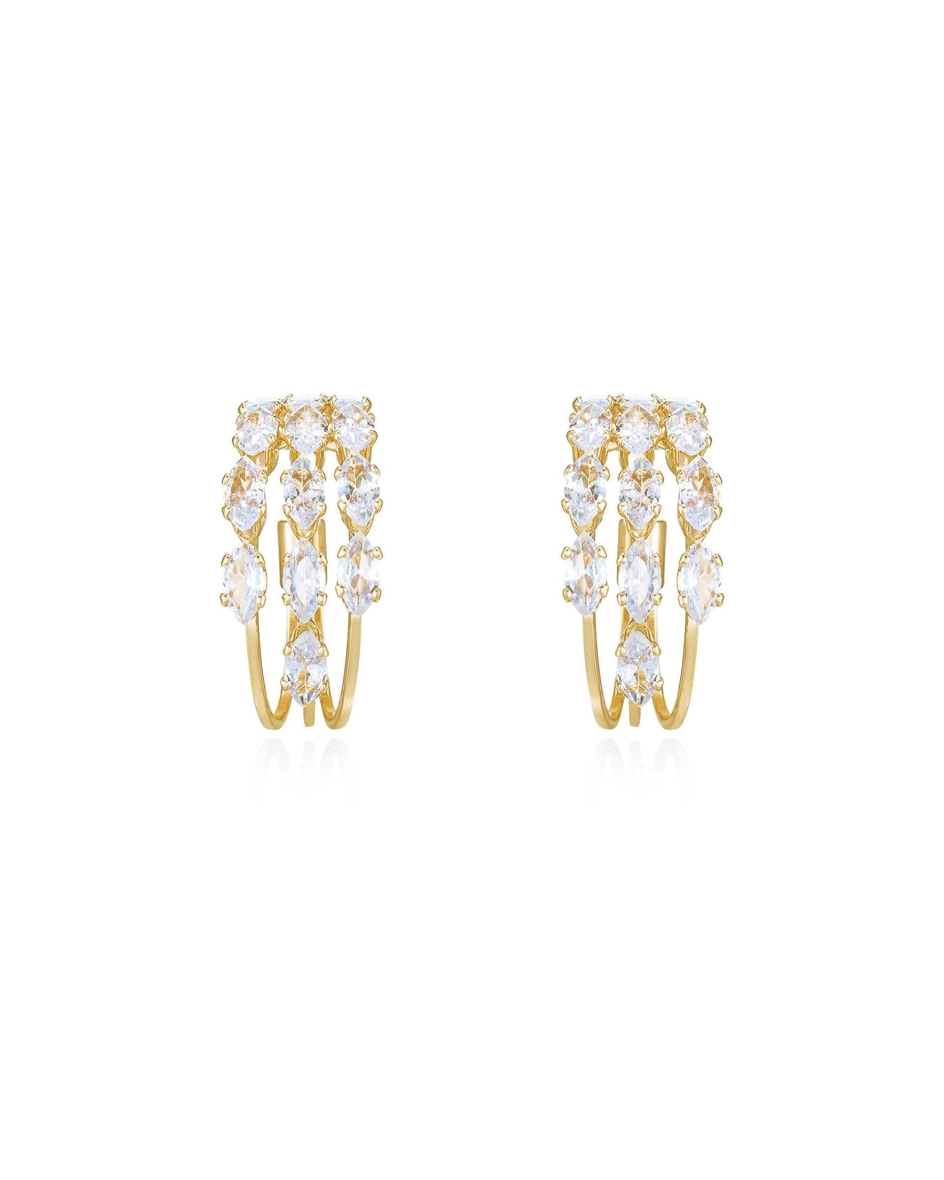 Multi-Crystal Huggie Hoop Earrings