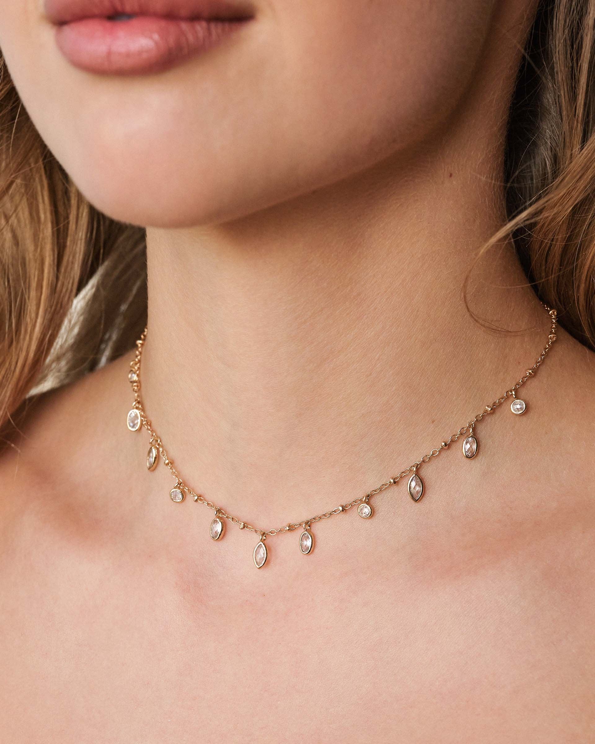 Bezel Crystal Charm Choker