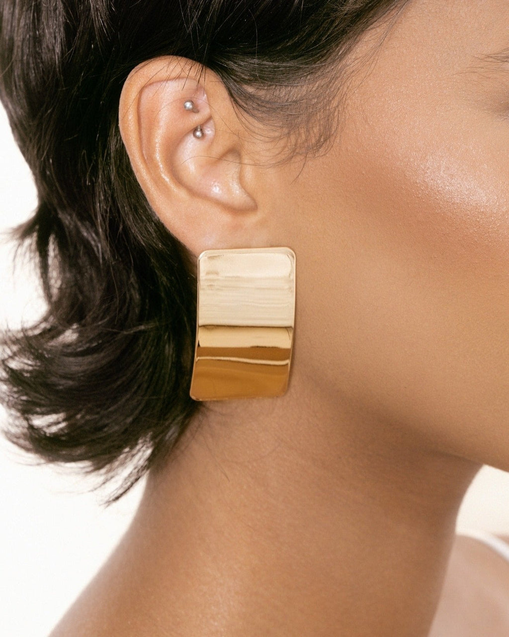 Rectangle Metal Stud Earrings
