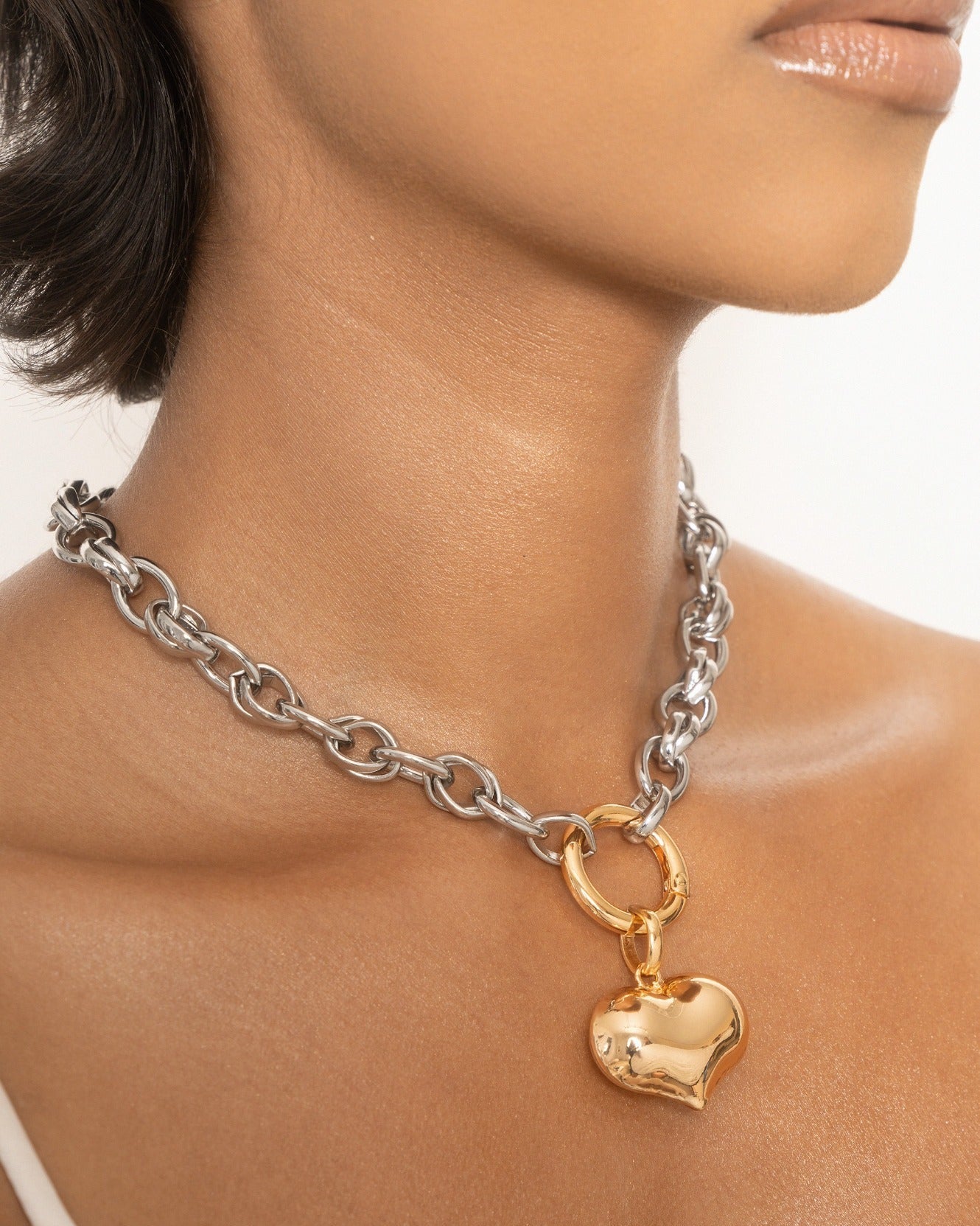 Locked in Mixed Metal Heart Necklace