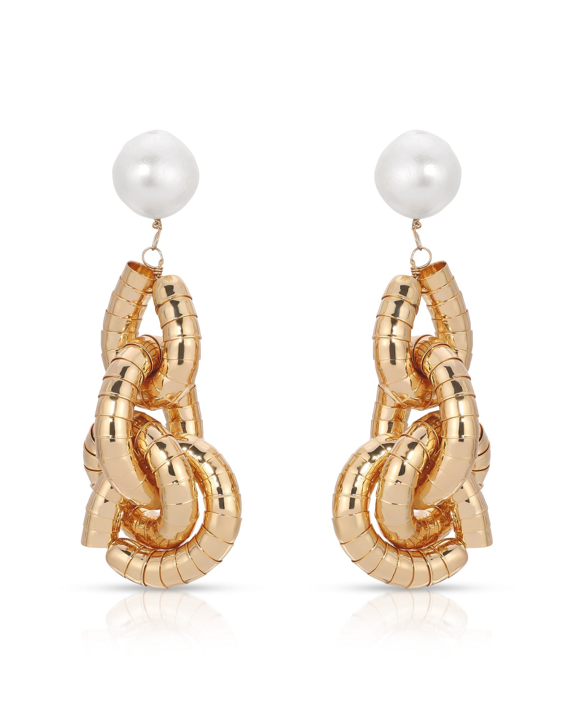 Liquid Gold Pearl Drop Earrings